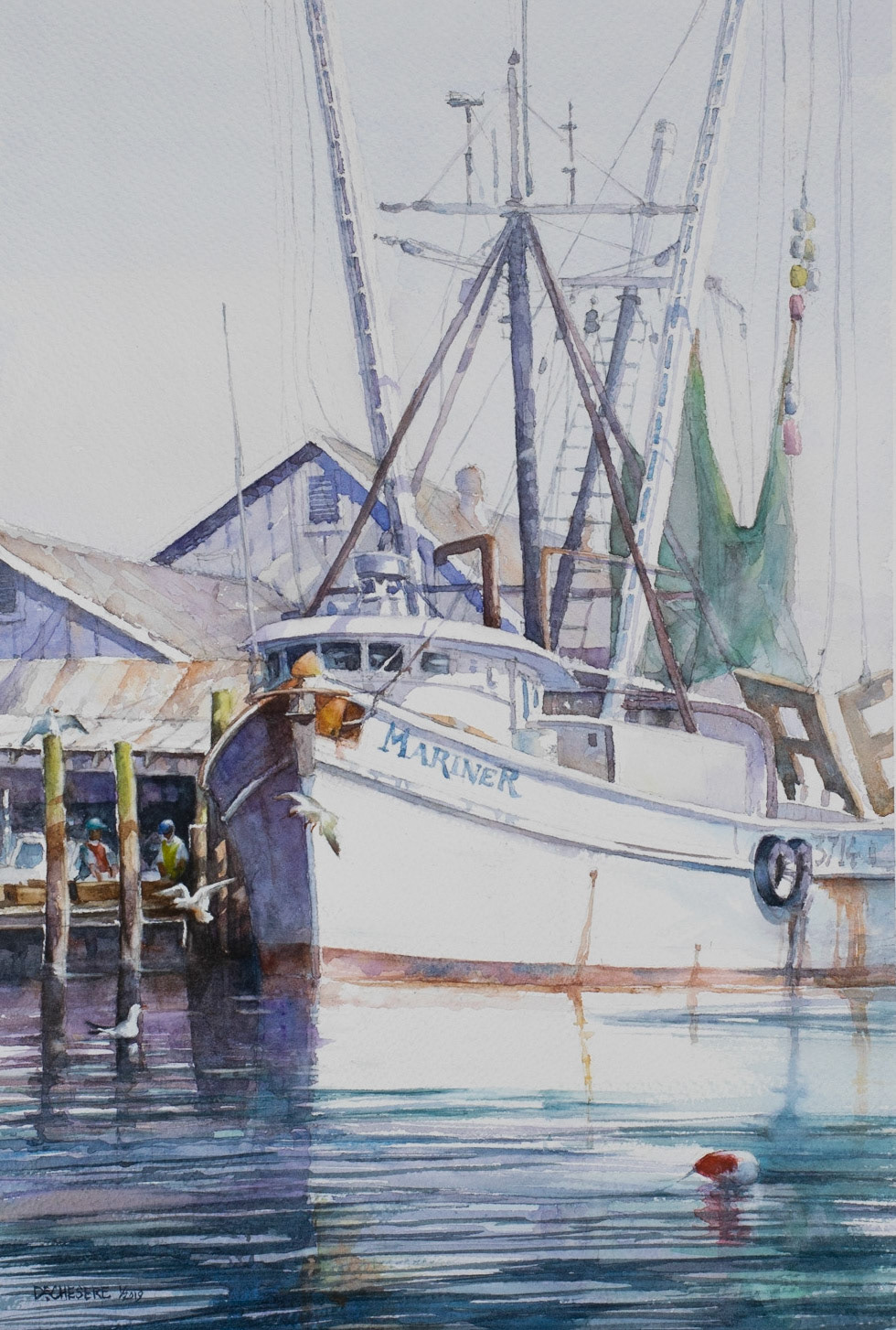 At Rest at Wanchese - Watercolor