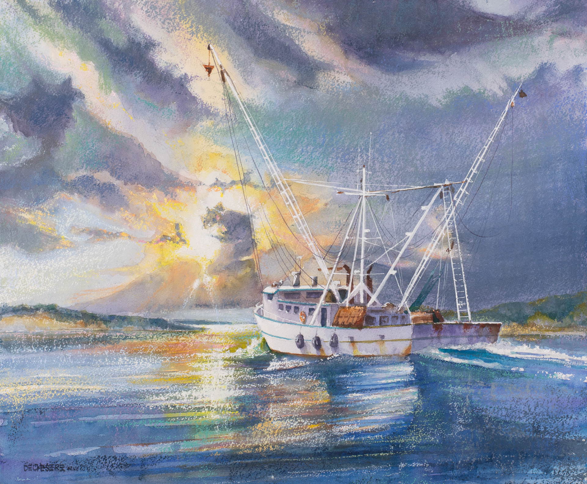 Early Morning Masonboro Inlet - Watercolor/Pastel