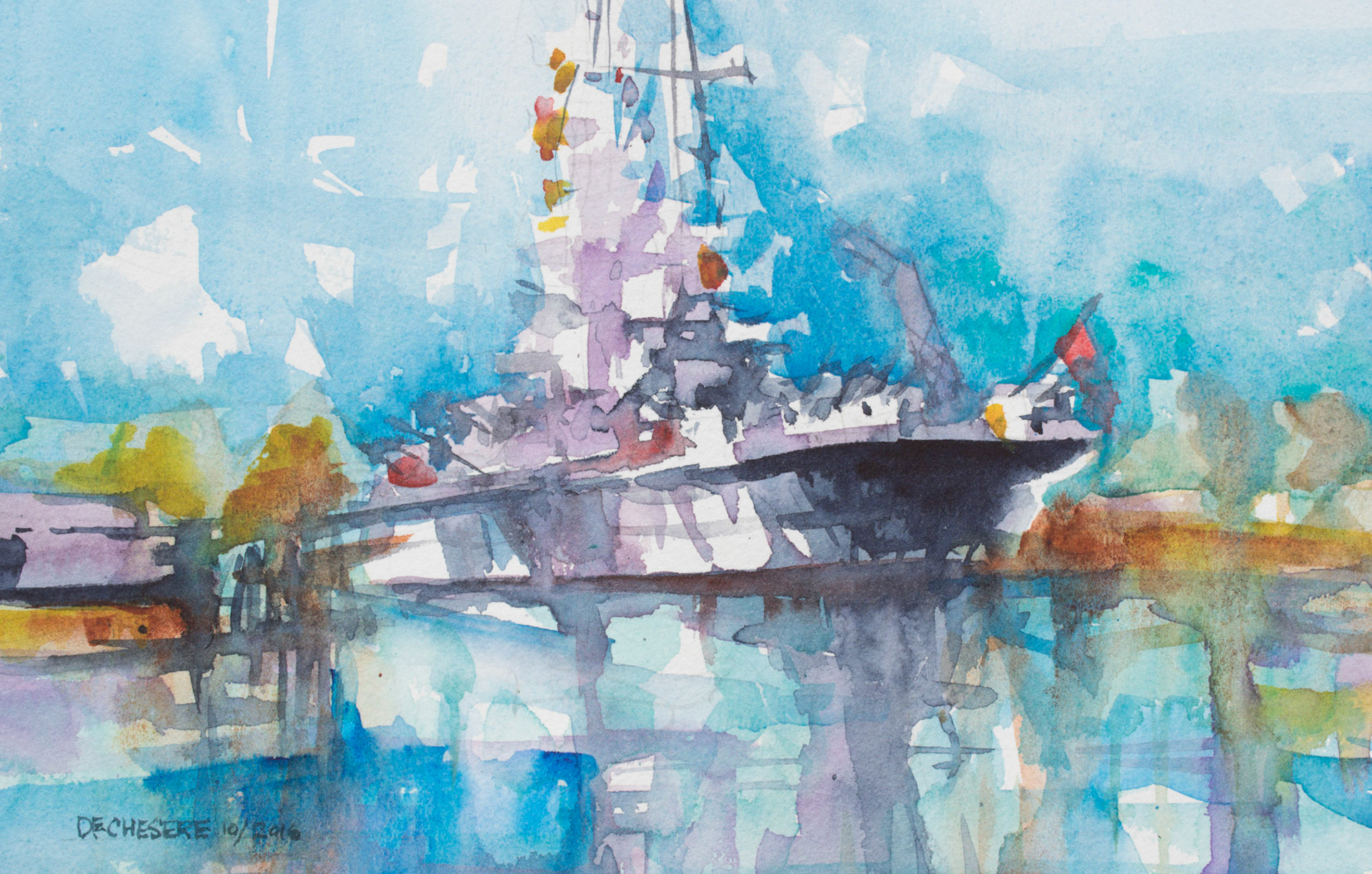 Battleship NC - Watercolor