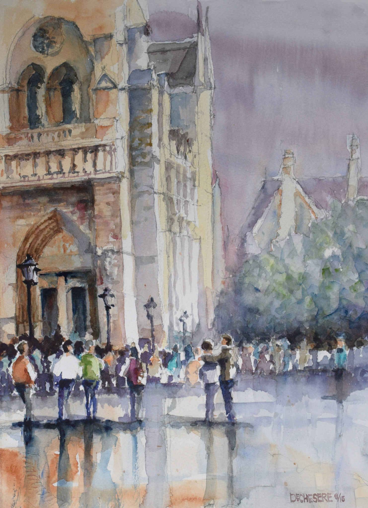 Rainy Day Notre Dame - Watercolor