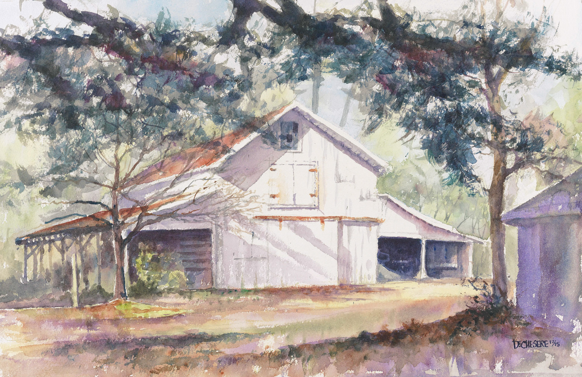 Red Roof Barn - Watercolor