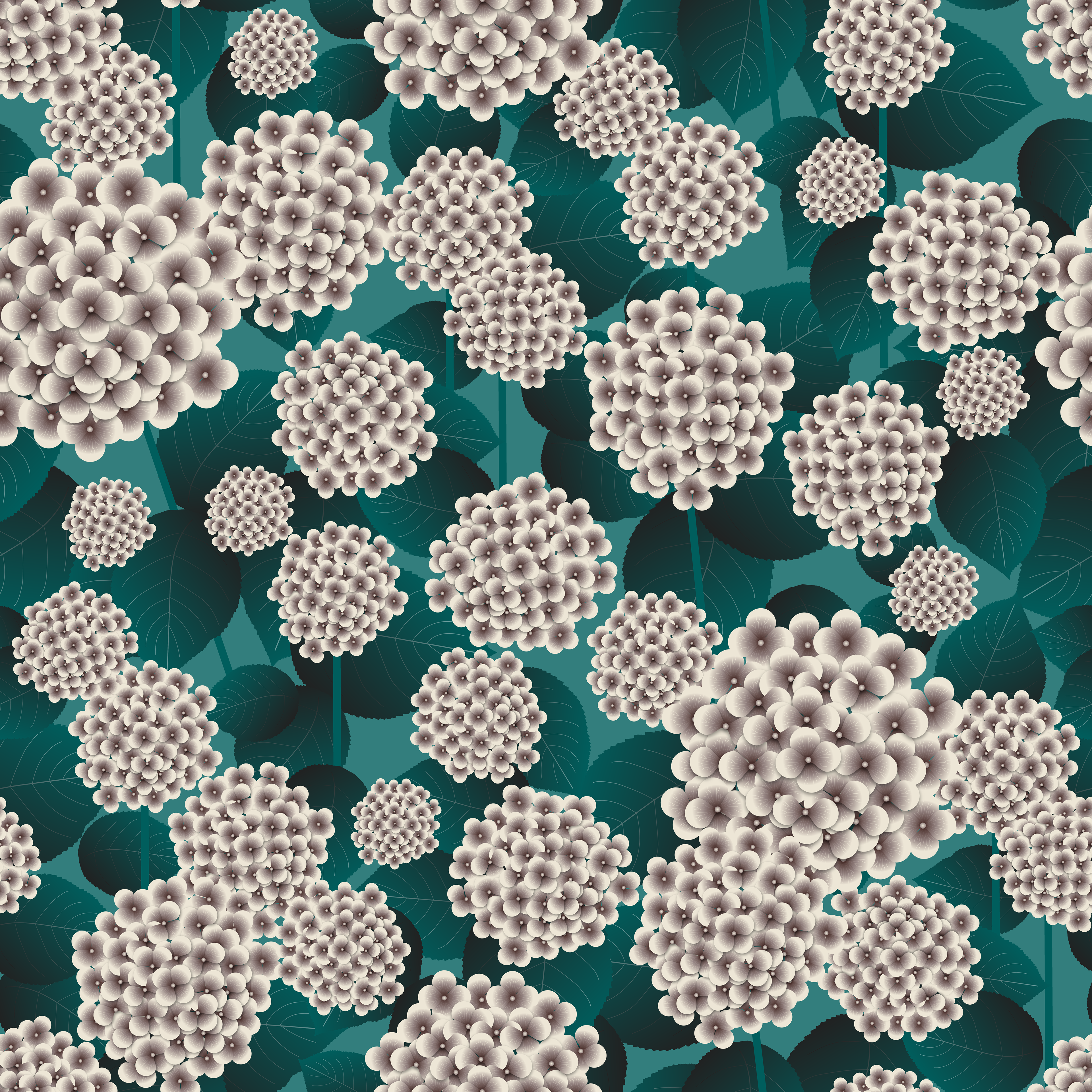 CRD00179 Hydrangea Floral on Night Swim Coordinate for East Fork: Night Swim and Molasses by Claudia Roberts | CR Pattern Designs © All Rights Reserved