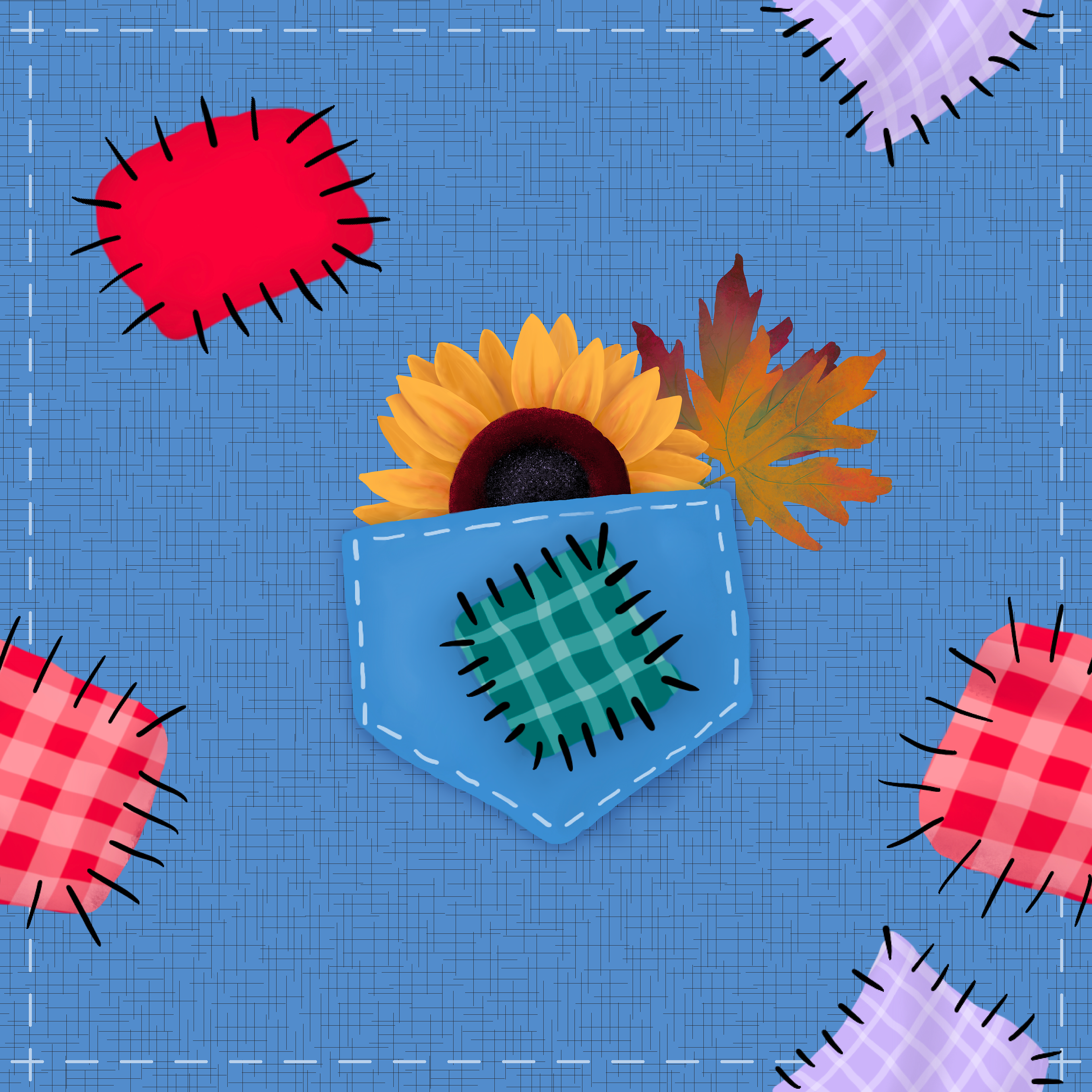 CRD00056 Scarecrow Blue Jean Pocket and Patches Pattern by Claudia Roberts | CR Pattern Designs © All Rights Reserved