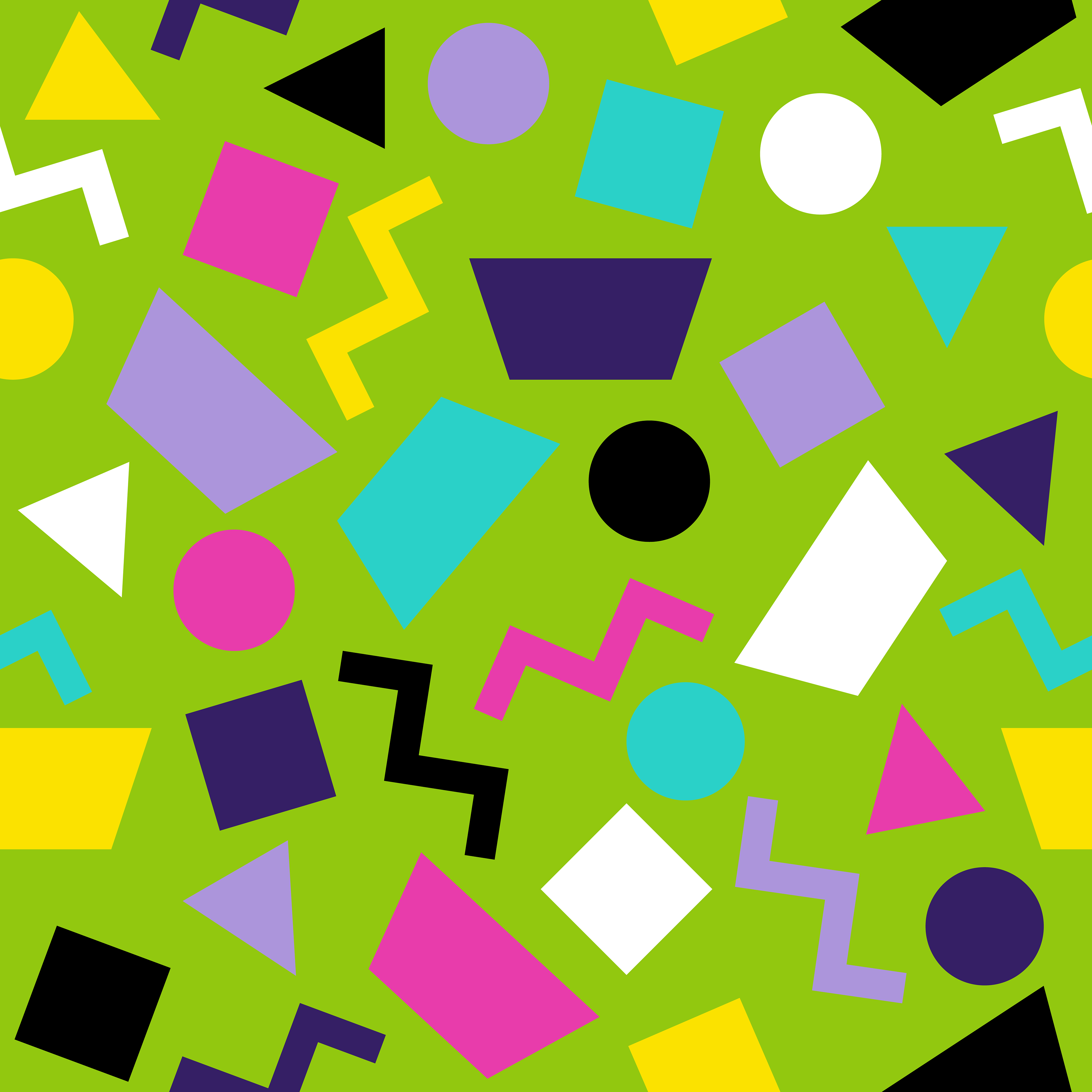 CRD00218 Lime Green Retro 80s and 90s Bright Color Geometrical Confetti by Claudia Roberts | CR Pattern Designs © All Rights Reserved