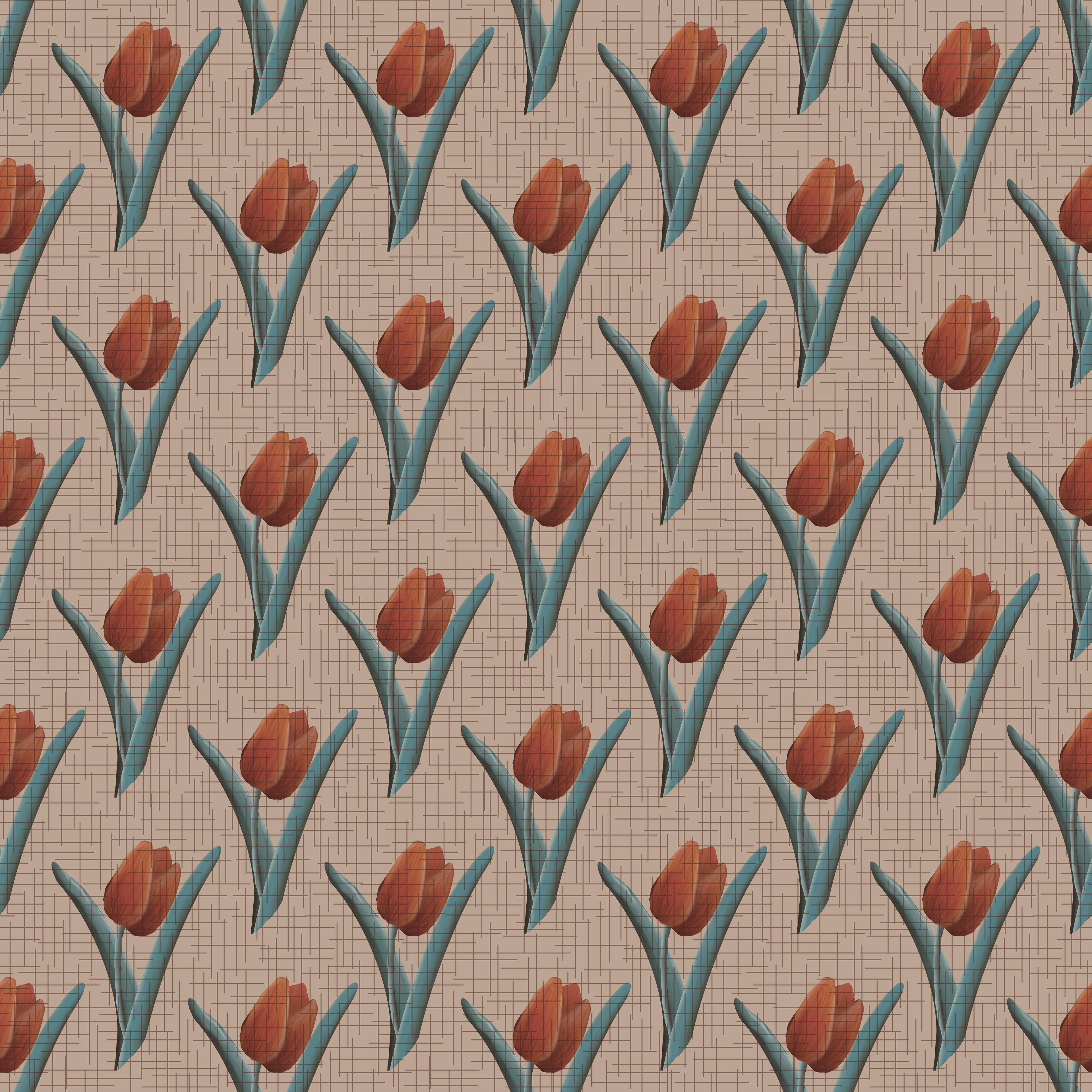 CRD00201 Cottagecore Tulip Light Background by Claudia Roberts | CR Pattern Designs © All Rights Reserved