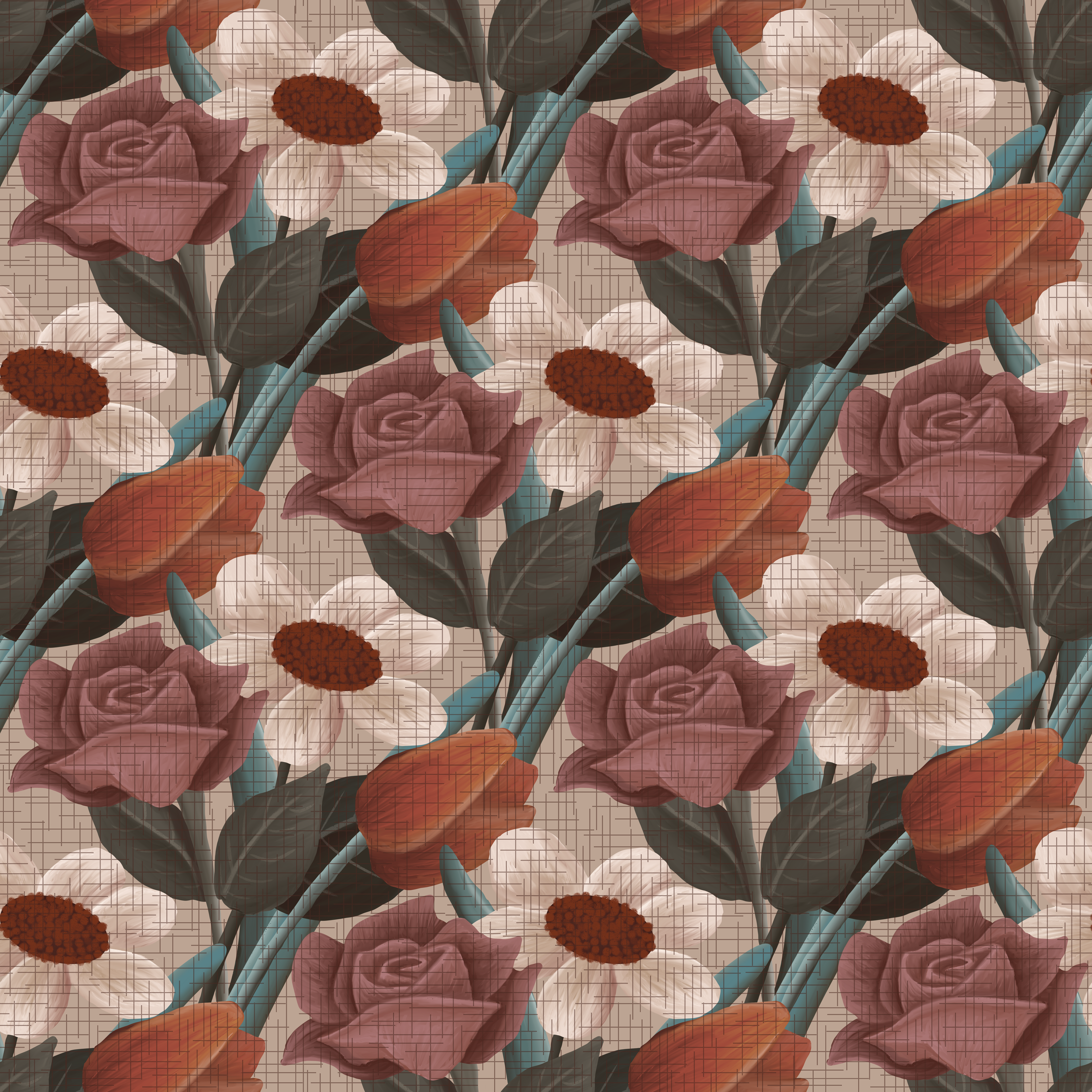 CRD00195 Cottagecore Floral Light Background by Claudia Roberts | CR Pattern Designs © All Rights Reserved