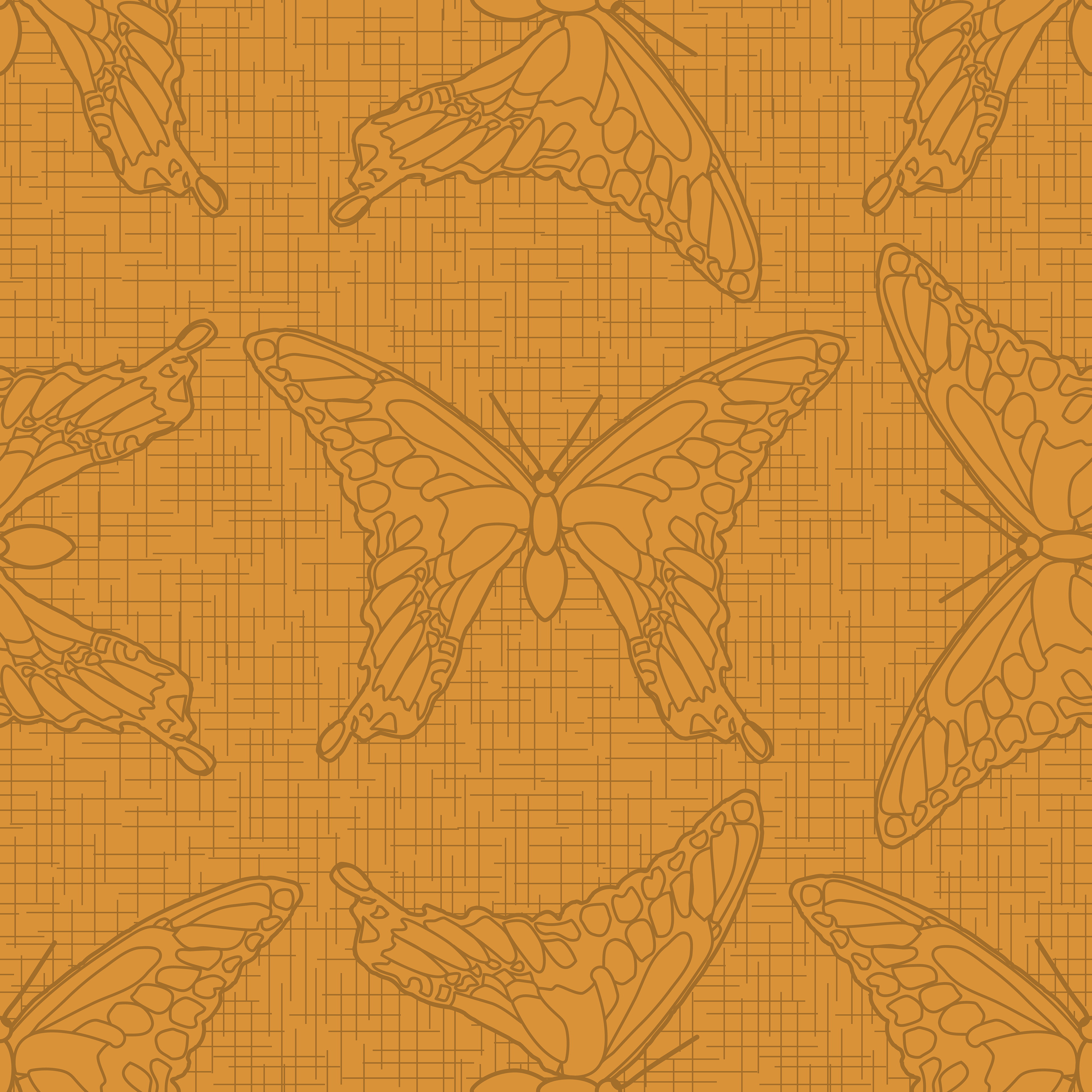 CRD00105 Swallowtail Butterfly Orange Tone on Tone by Claudia Roberts | CR Pattern Designs © All Rights Reserved