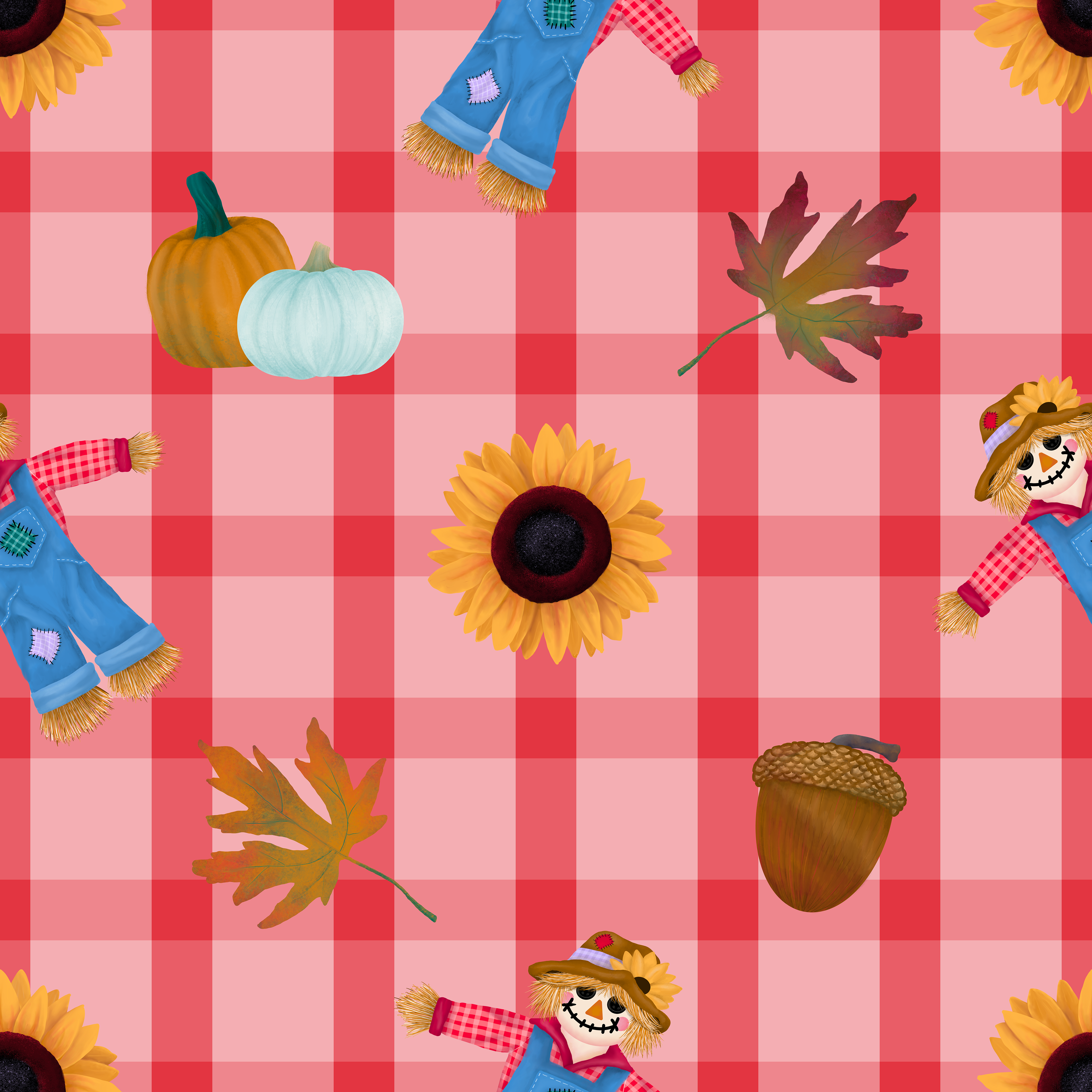 CRD00044 Fall Motifs Luscious Red Gingham Plaid Pattern by Claudia Roberts | CR Pattern Designs © All Rights Reserved