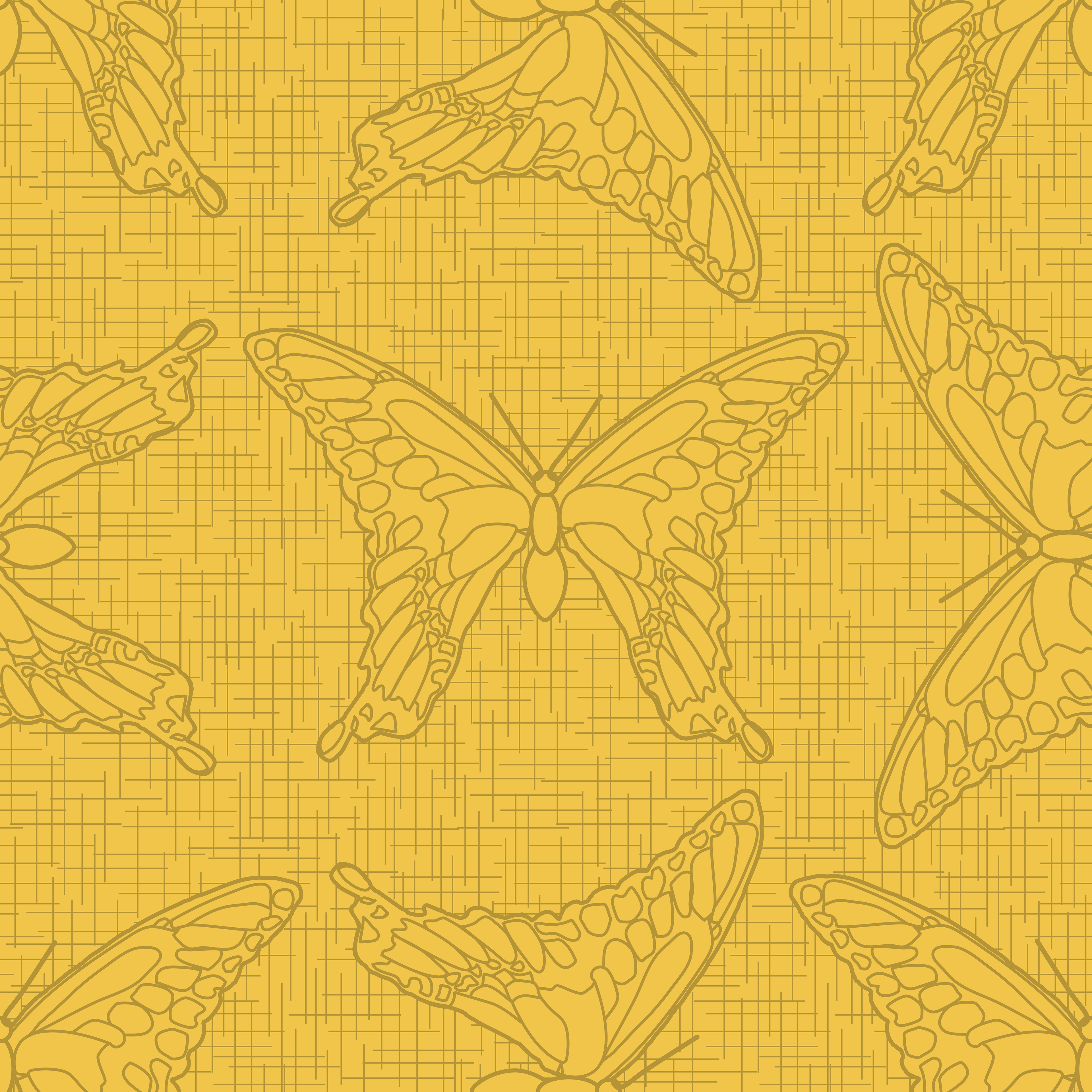 CRD00104 Swallowtail Butterfly Gold Yellow Tone on Tone by Claudia Roberts | CR Pattern Designs © All Rights Reserved