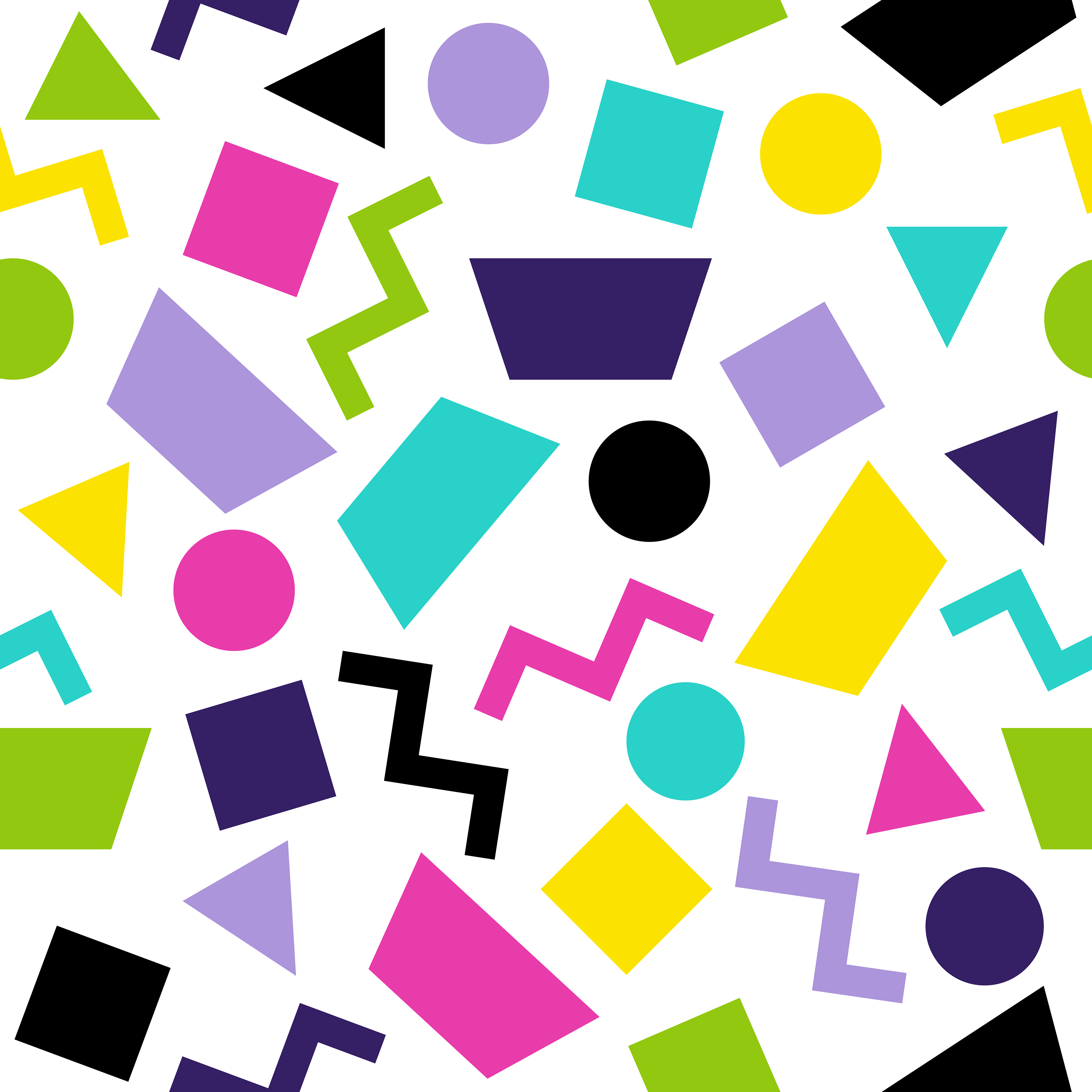 CRD00215 White Retro 80s and 90s Bright Color Geometrical Confetti by Claudia Roberts | CR Pattern Designs © All Rights Reserved