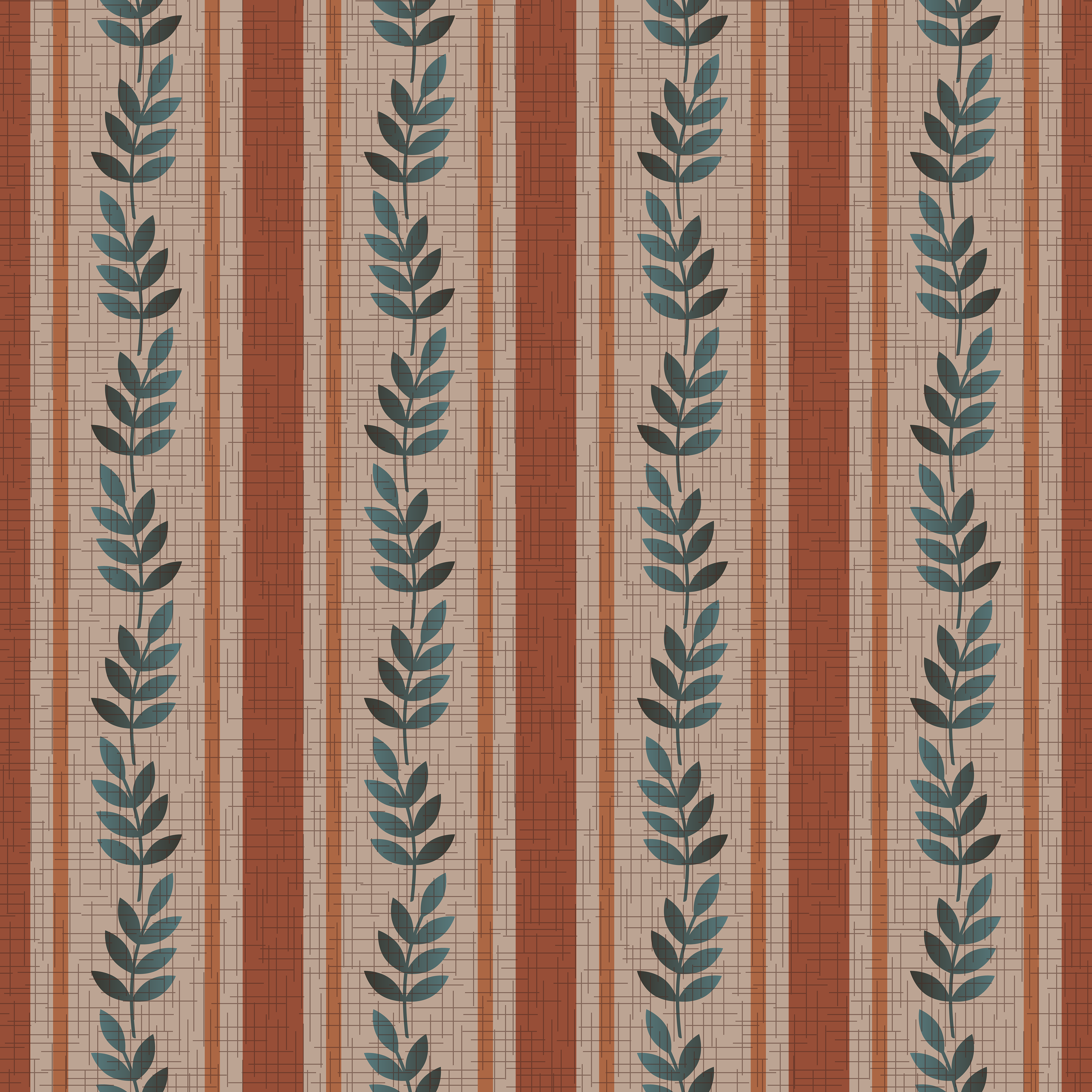 CRD00203 Cottagecore Stripe Burnt Orange Light Background by Claudia Roberts | CR Pattern Designs © All Rights Reserved