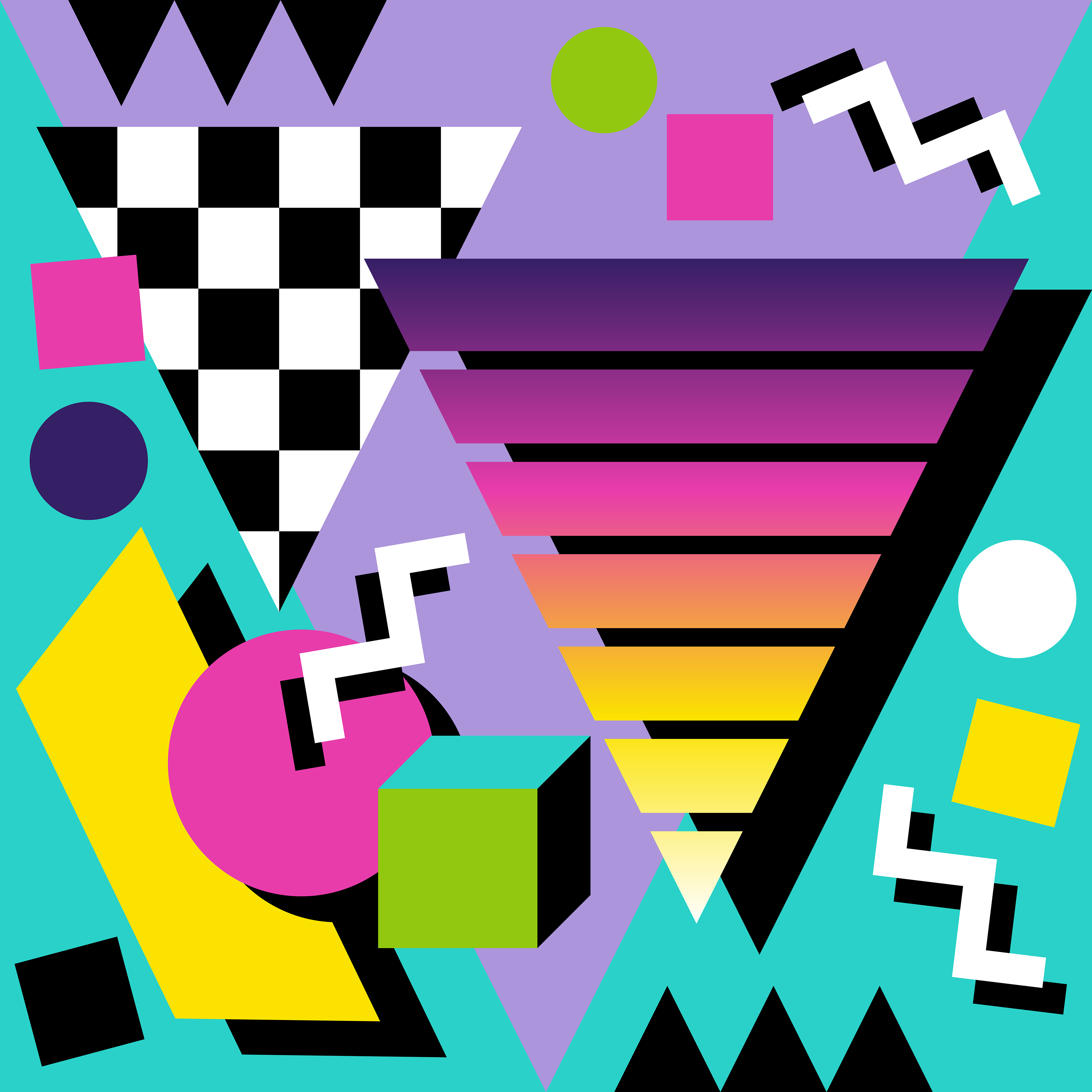 CRD00110 Retro 80s Early 90s Inspired Bright Color Geometrical Pattern by Claudia Roberts | CR Pattern Designs © All Rights Reserved