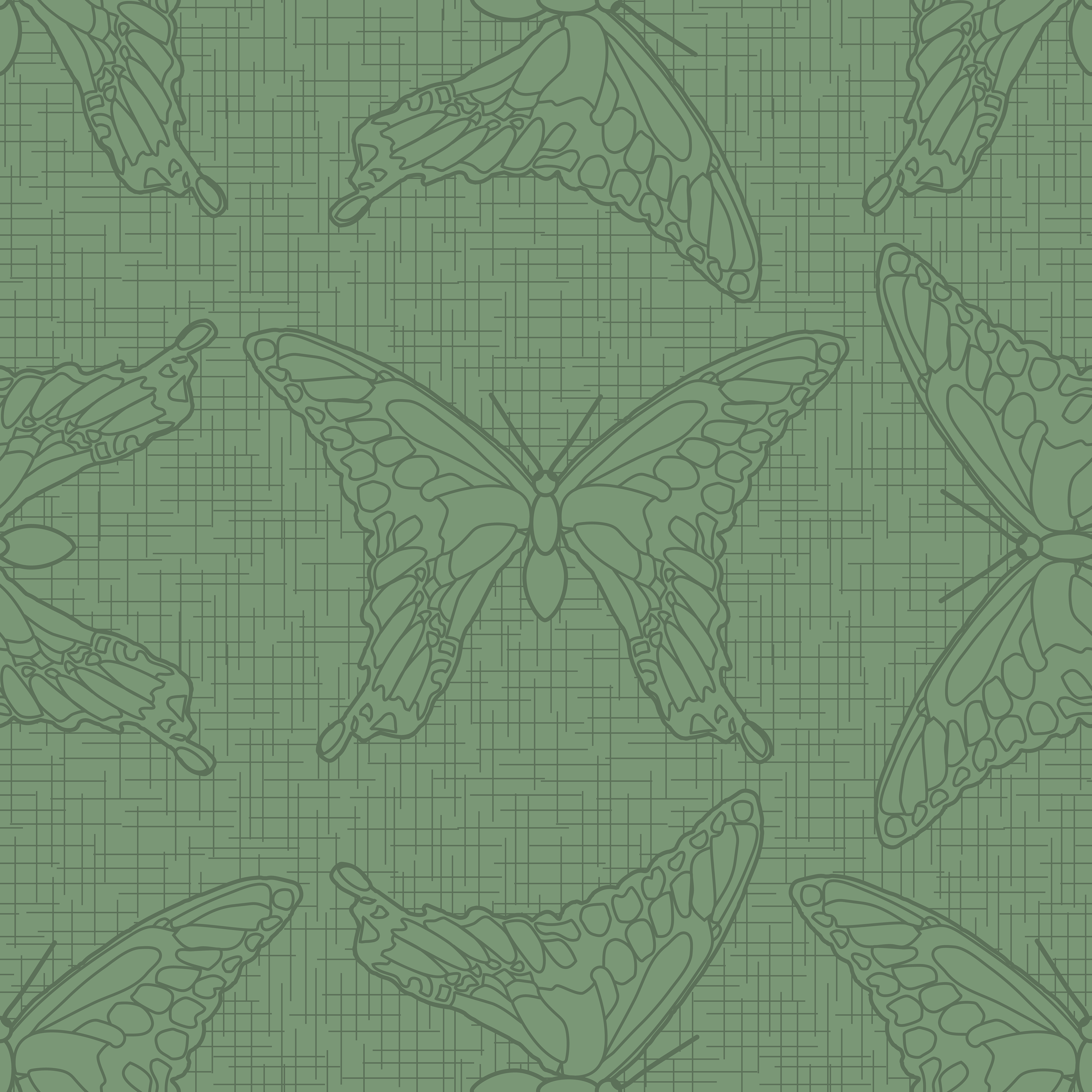 CRD00103 Swallowtail Butterfly Green Tone on Tone by Claudia Roberts | CR Pattern Designs © All Rights Reserved