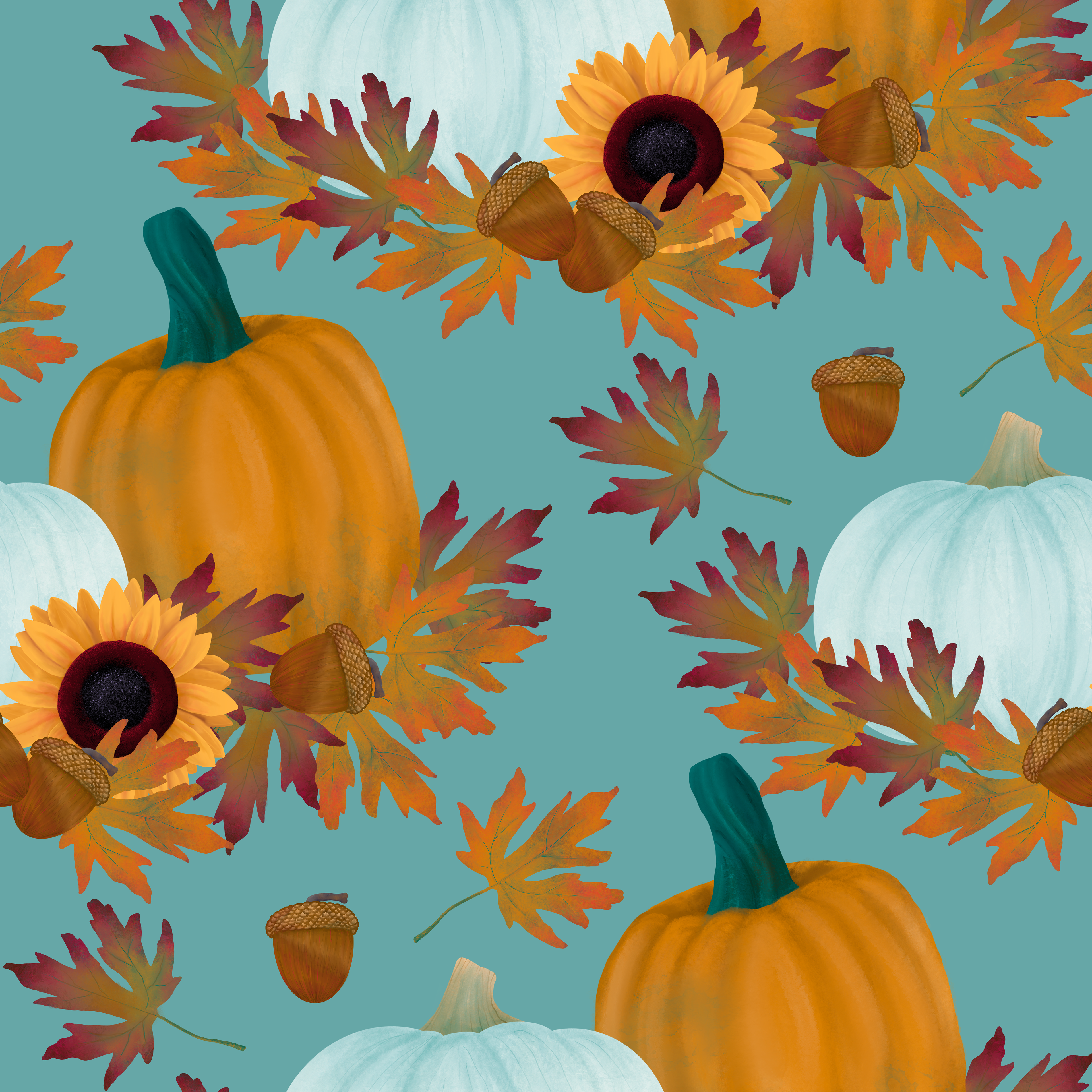 CRD00048 Fall Pumpkin Patch Pattern by Claudia Roberts | CR Pattern Designs © All Rights Reserved