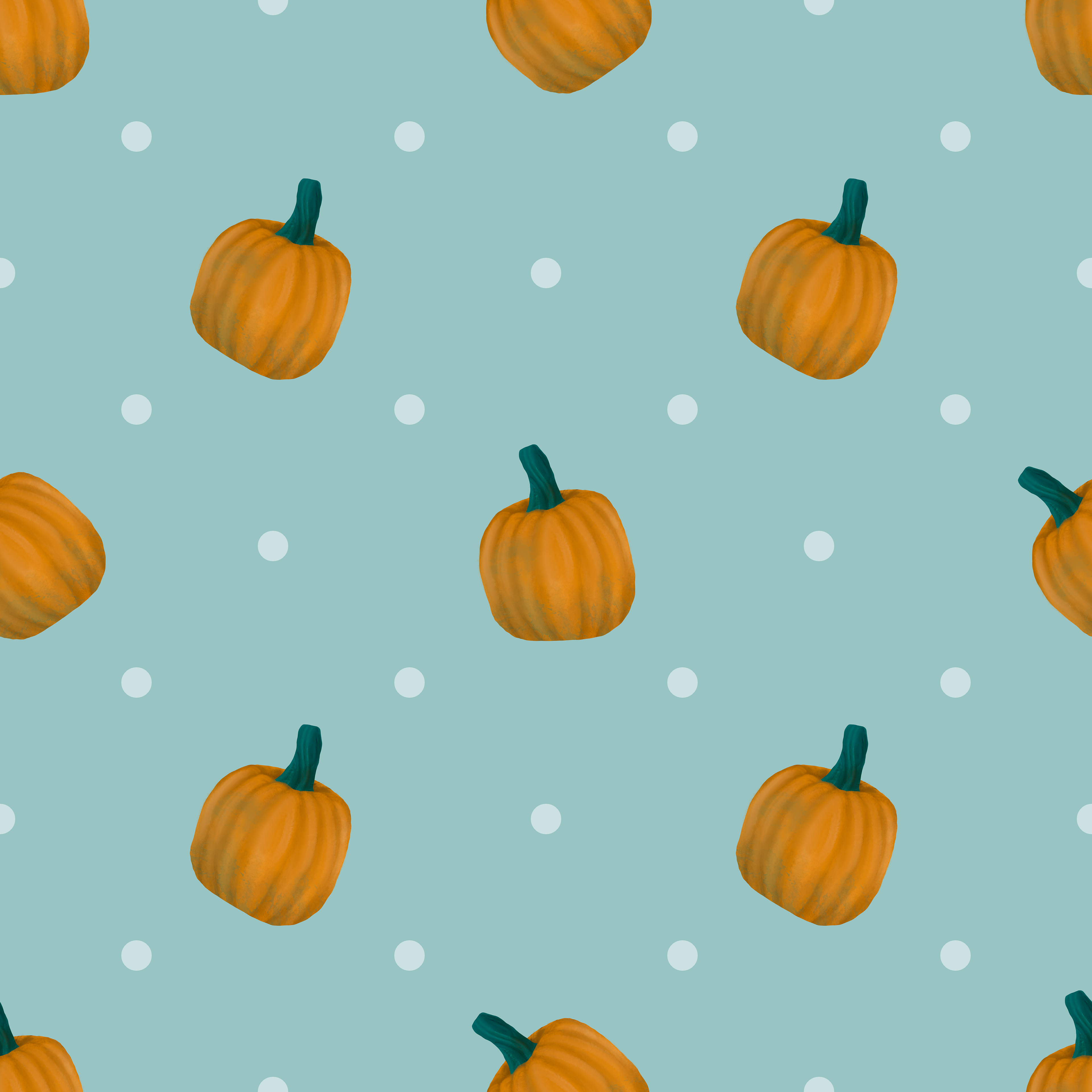 CRD00082 Light Verdigris and Pumpkins Pattern by Claudia Roberts | CR Pattern Designs © All Rights Reserved