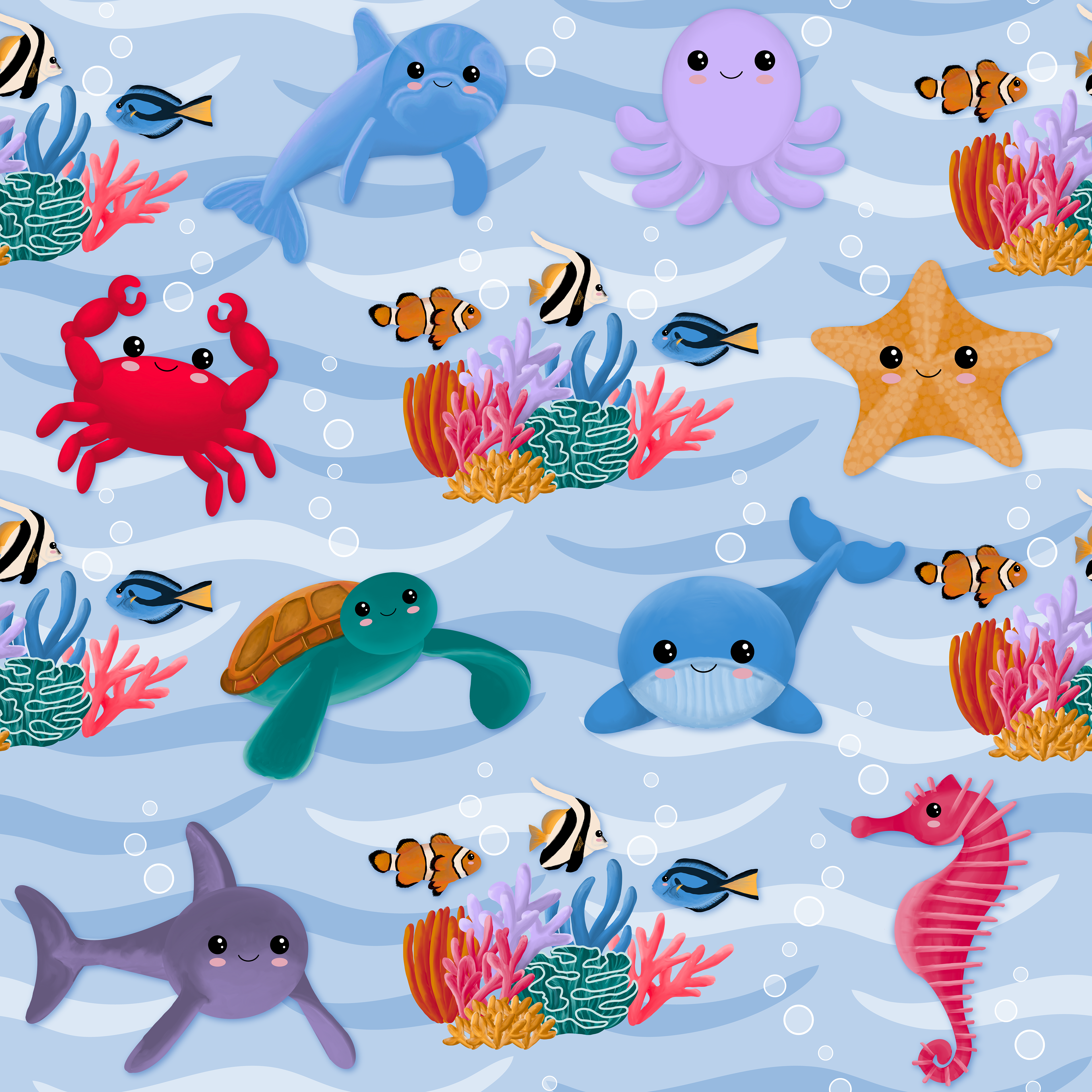 CRD00085 Under the Sea Creatures Pattern by Claudia Roberts | CR Pattern Designs © All Rights Reserved