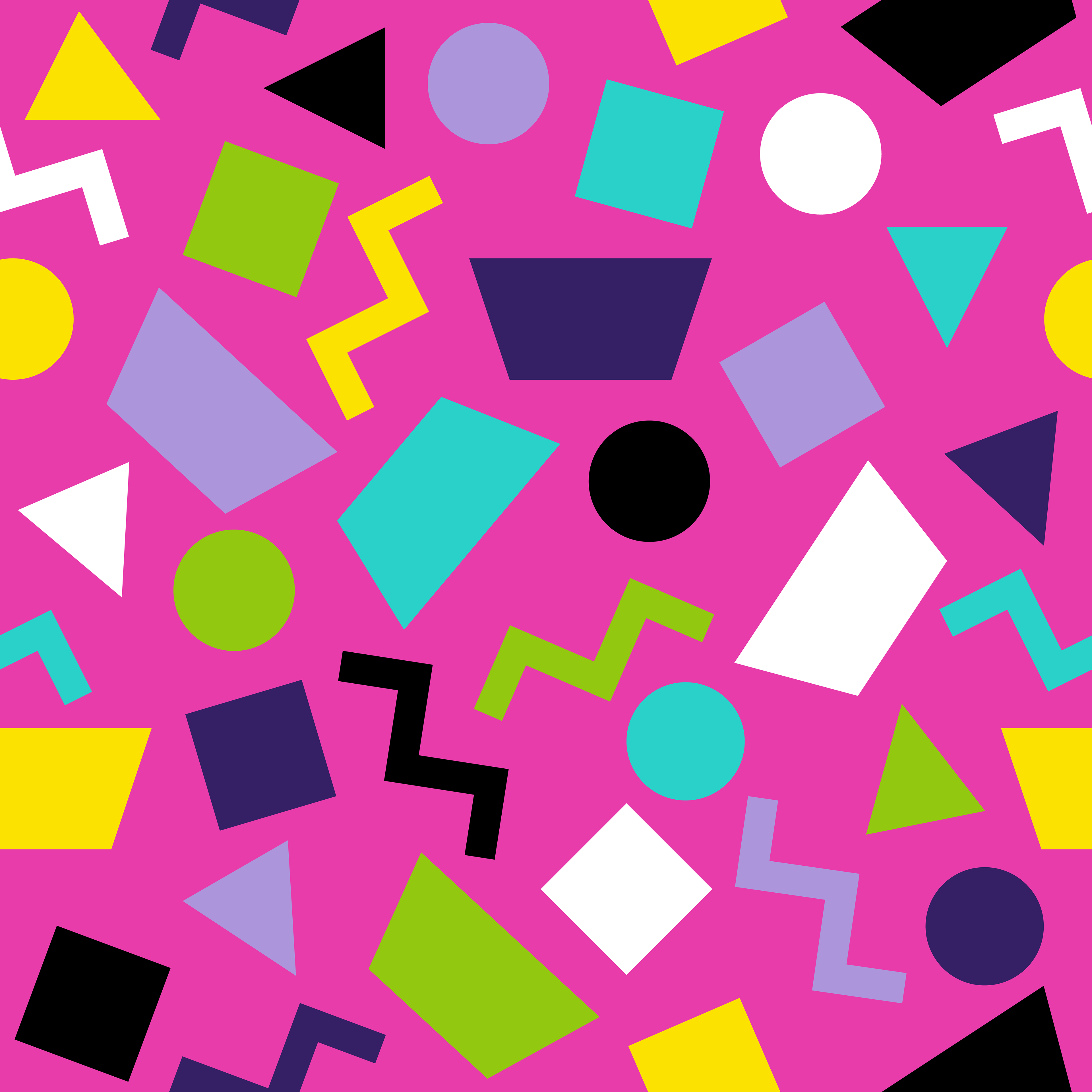 CRD00216 Hot Pink Retro 80s and 90s Bright Color Geometrical Confetti by Claudia Roberts | CR Pattern Designs © All Rights Reserved