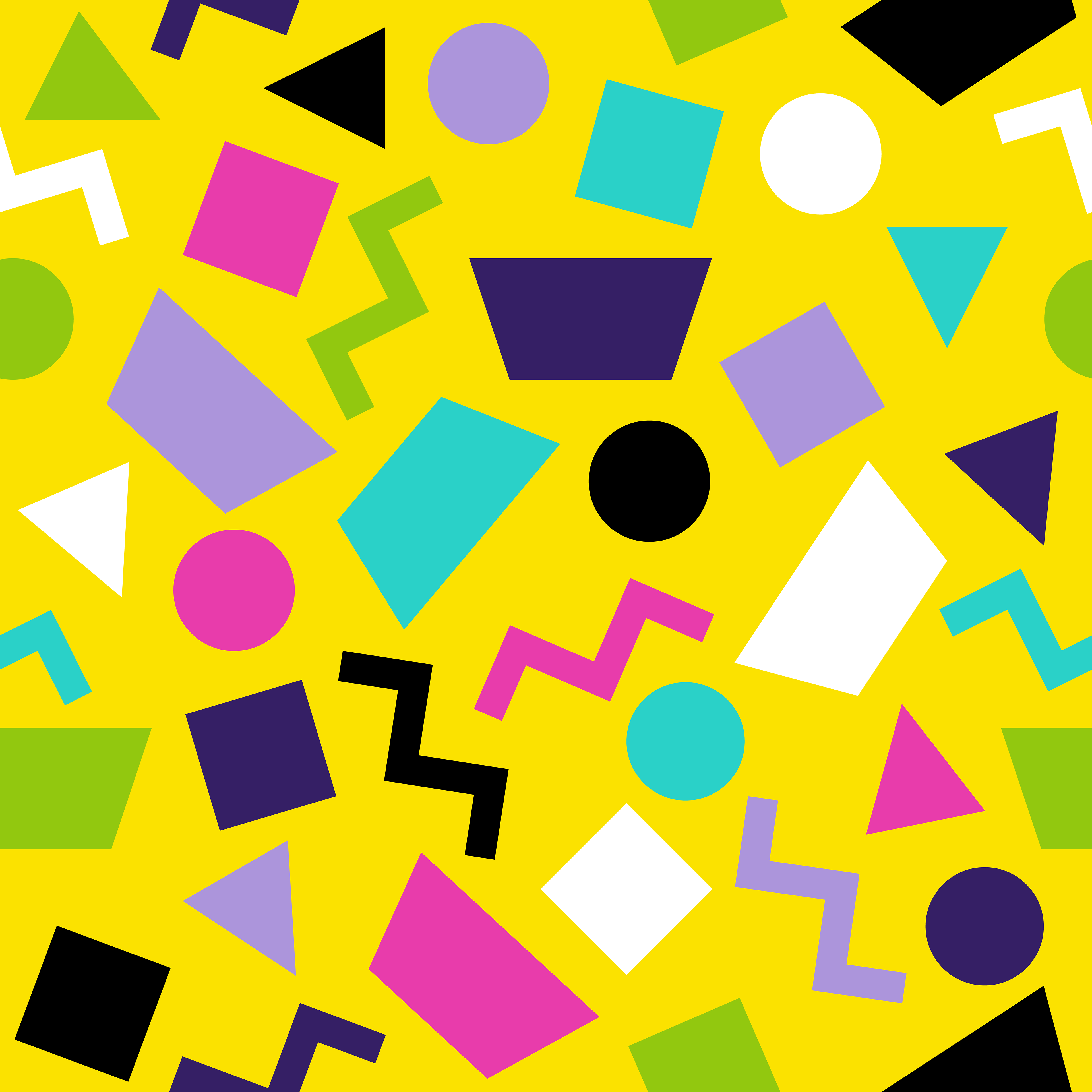CRD00220 Yellow Retro 80s and 90s Bright Color Geometrical Confetti by Claudia Roberts | CR Pattern Designs © All Rights Reserved