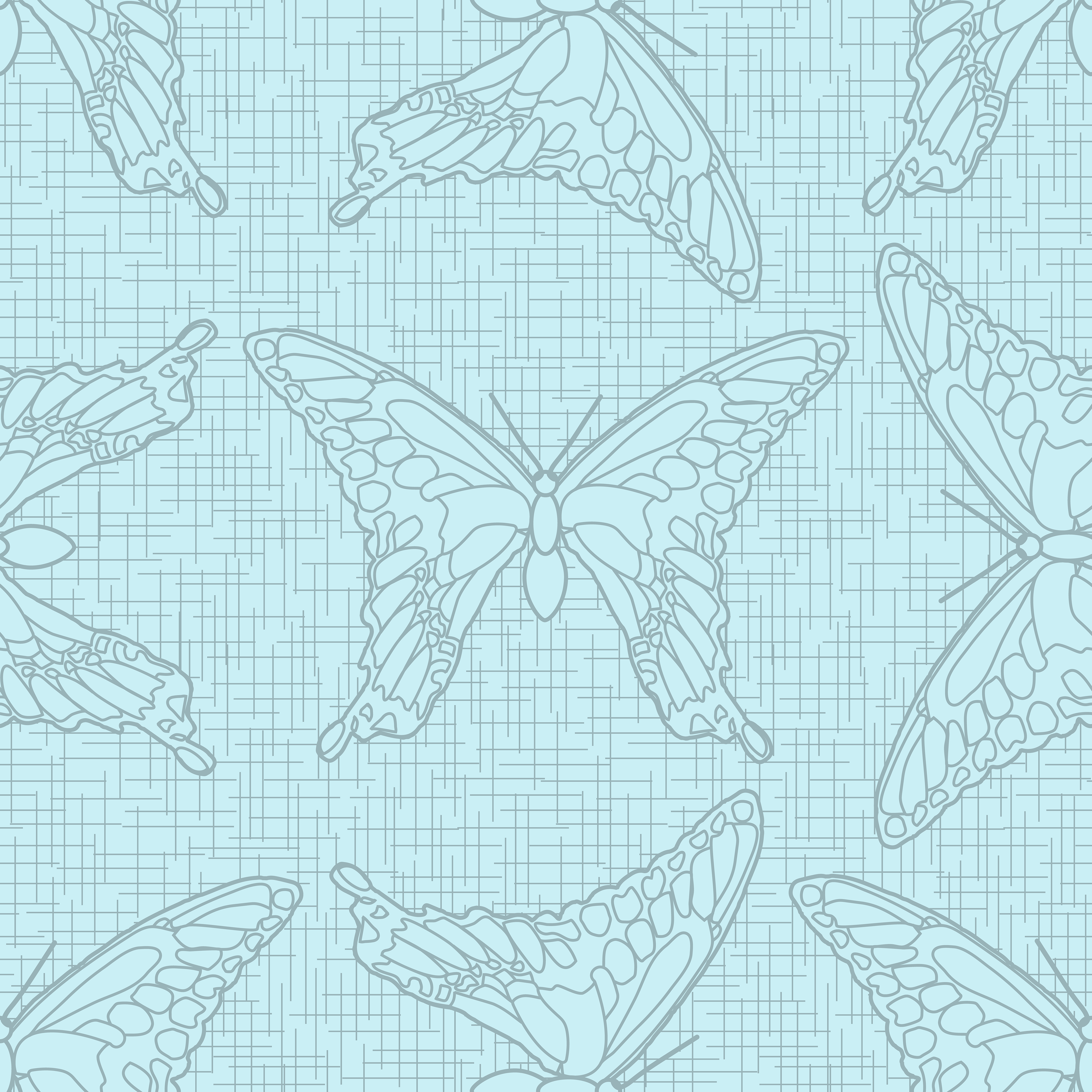 CRD00099 Swallowtail Butterfly Light Teal Blue Tone on Tone by Claudia Roberts | CR Pattern Designs © All Rights Reserved