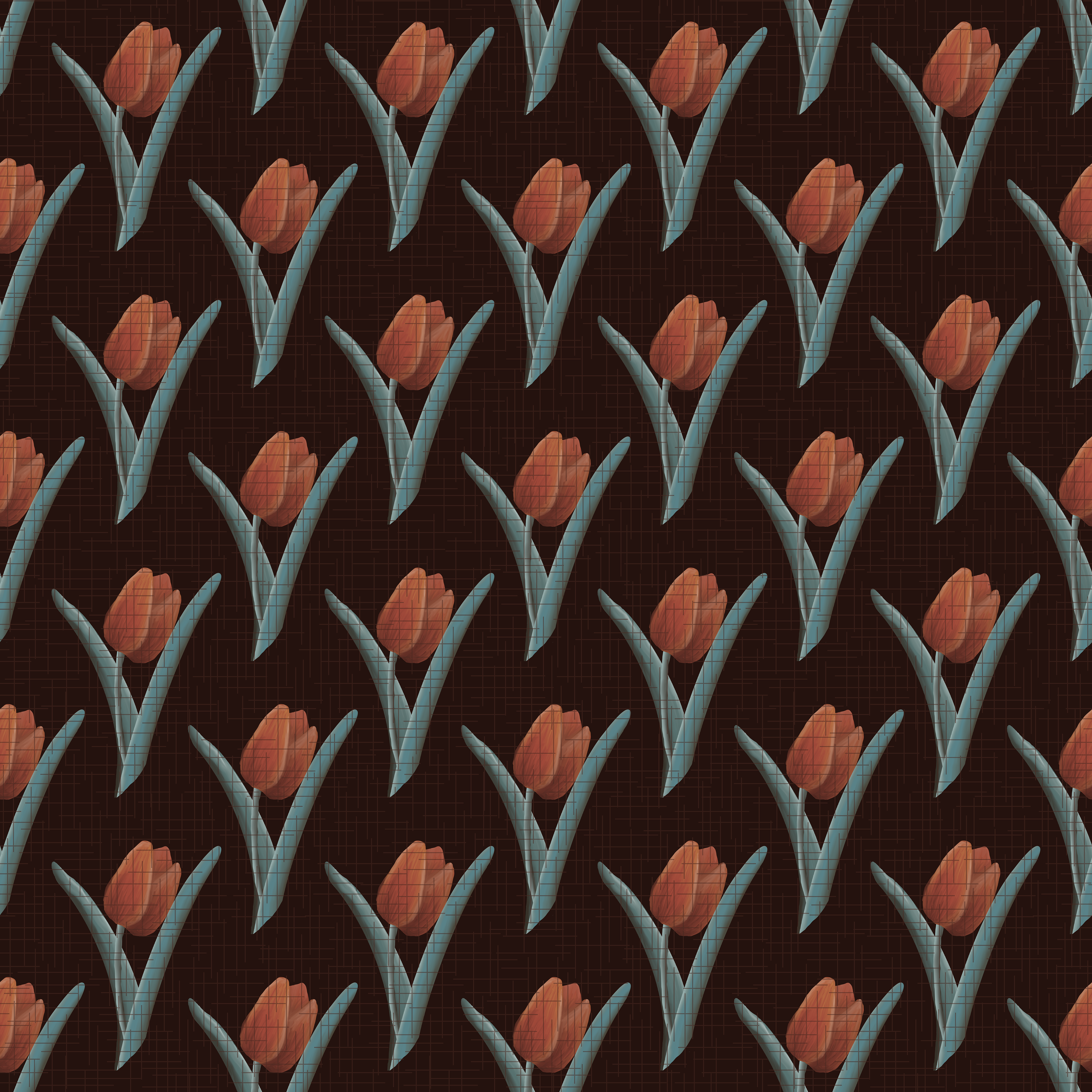CRD00200 Cottagecore Tulip Dark Background by Claudia Roberts | CR Pattern Designs © All Rights Reserved