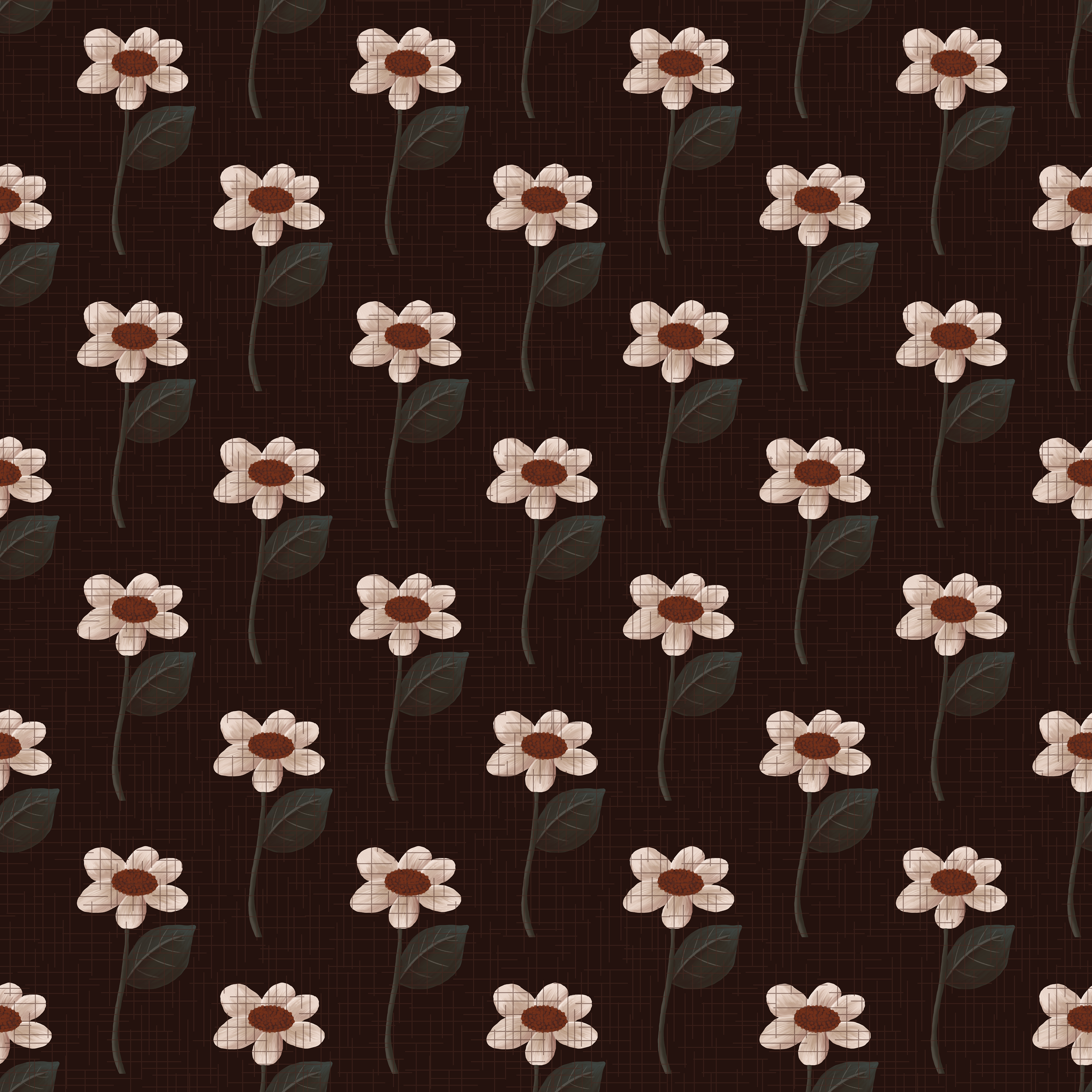 CRD00196 Cottagecore Daisy Dark Background by Claudia Roberts | CR Pattern Designs © All Rights Reserved
