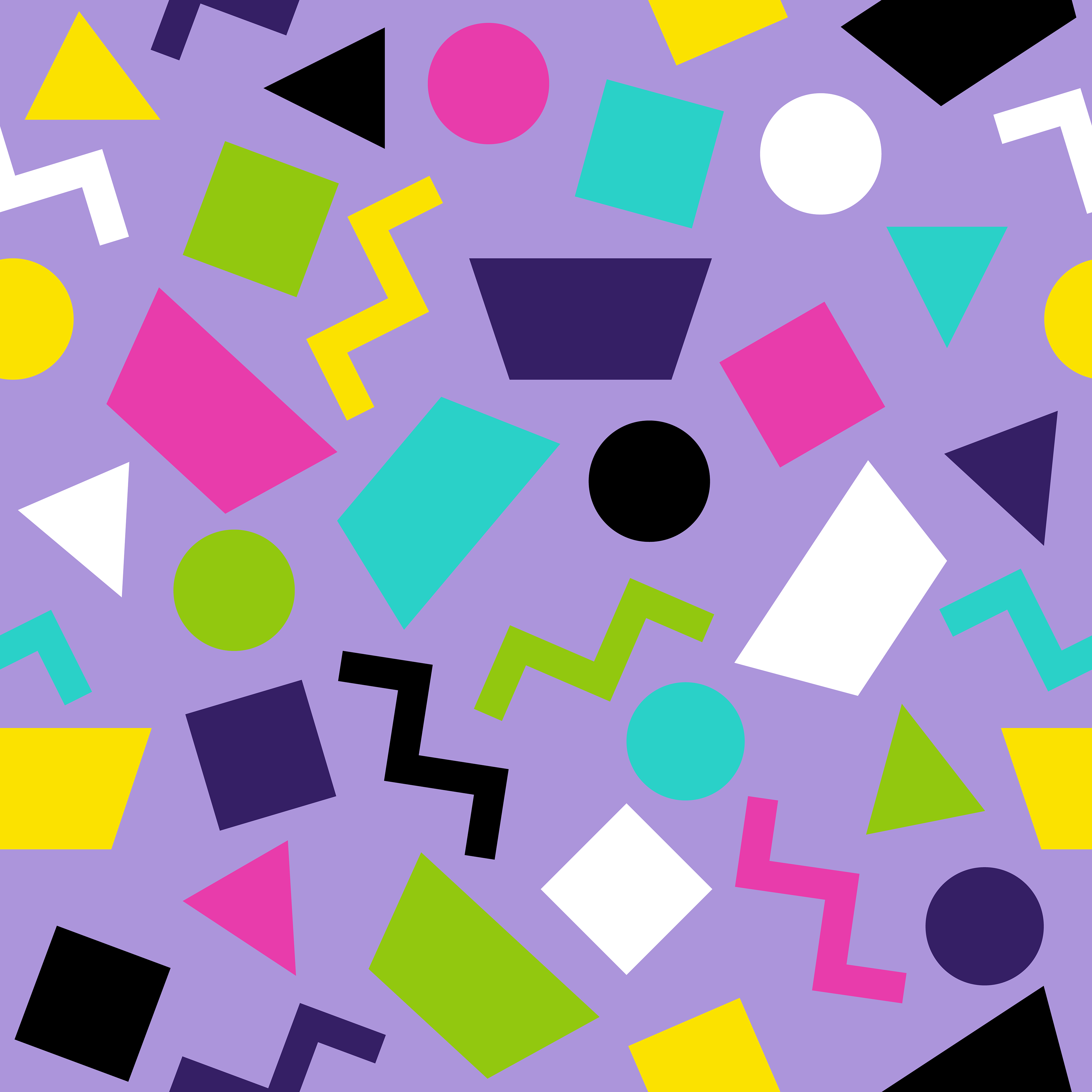 CRD00217 Lavender Retro 80s and 90s Bright Color Geometrical Confetti by Claudia Roberts | CR Pattern Designs © All Rights Reserved