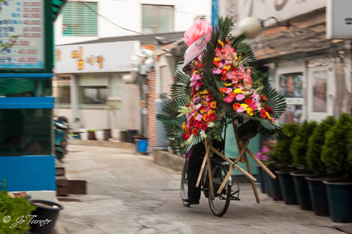 Garlands being delivered to a new business launch