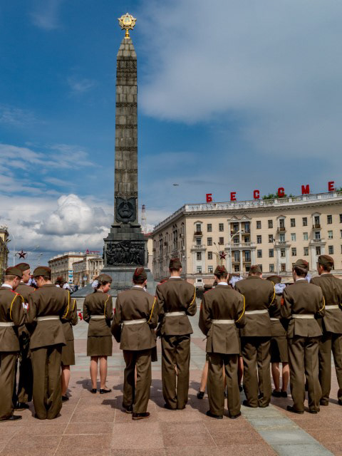 Cadets in front of Victory Monument