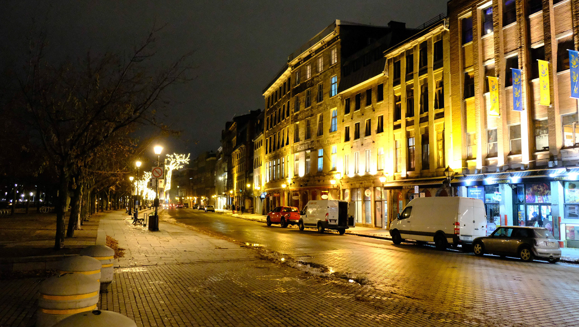 montreal, vieux montreal, noel, ville, soir, night, city lights, old montreal