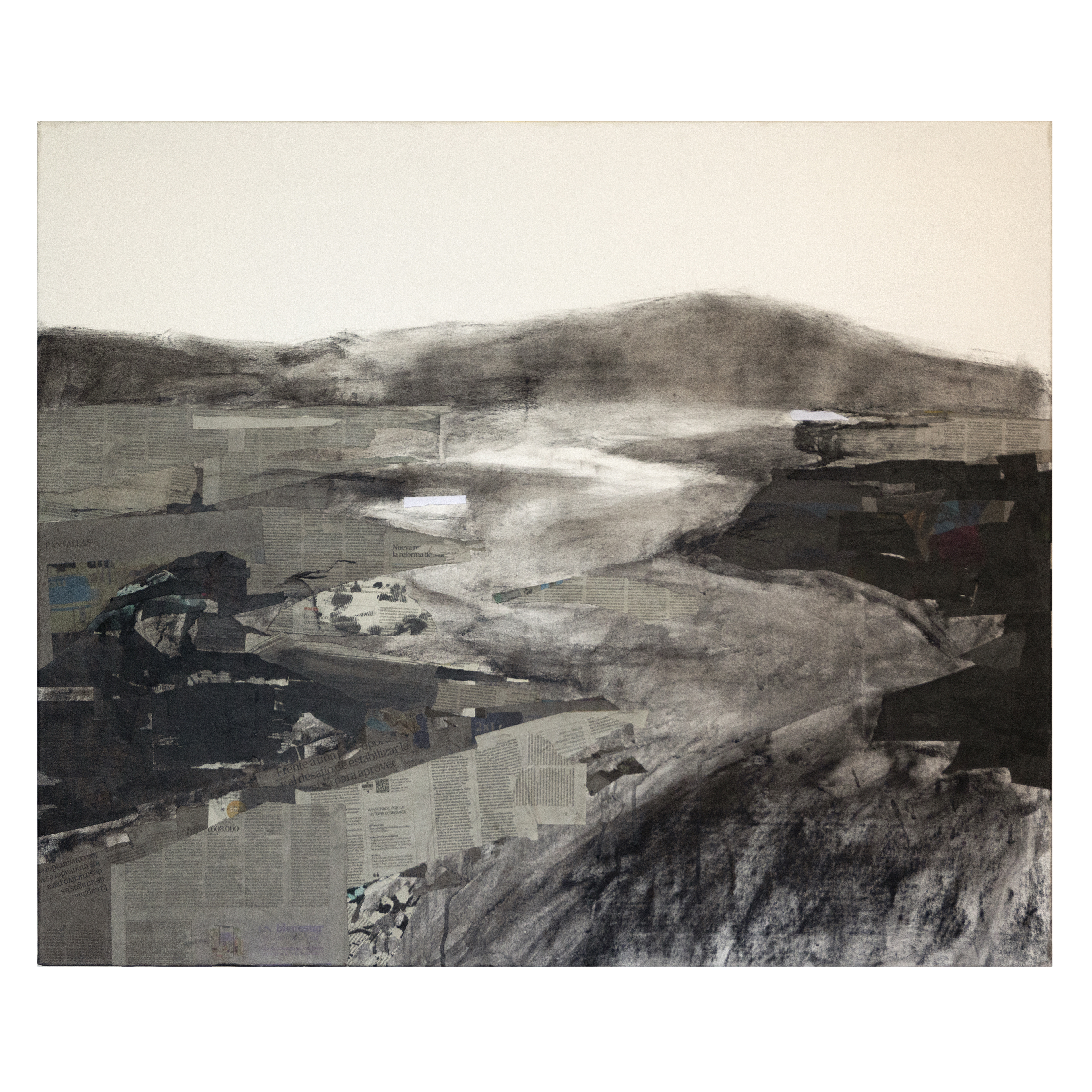 Geología de la impresión. 120x100 cm. Collage sobre tela. 2024