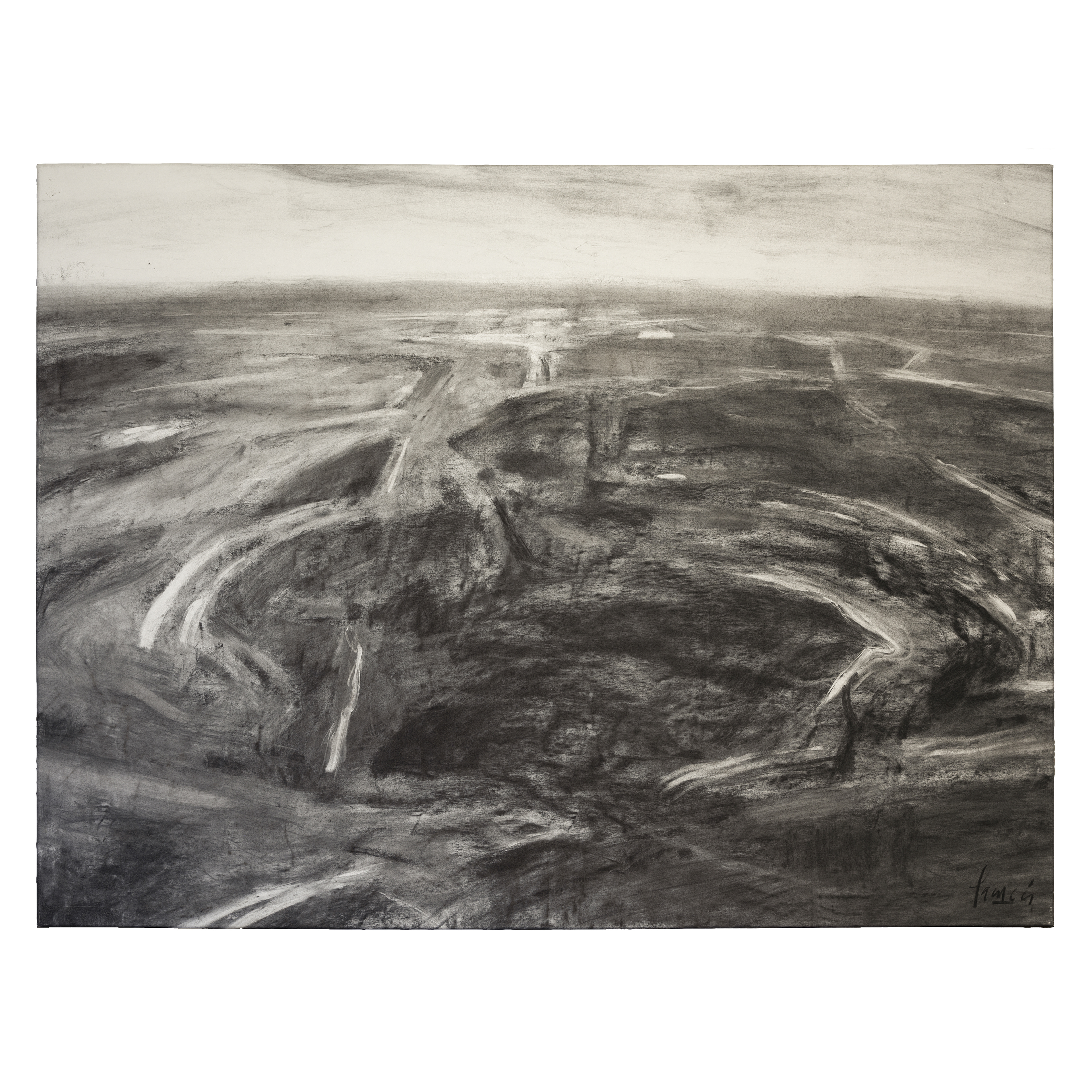 A cielo abierto. 200x150 cm. Carbonilla sobre tela. 2018