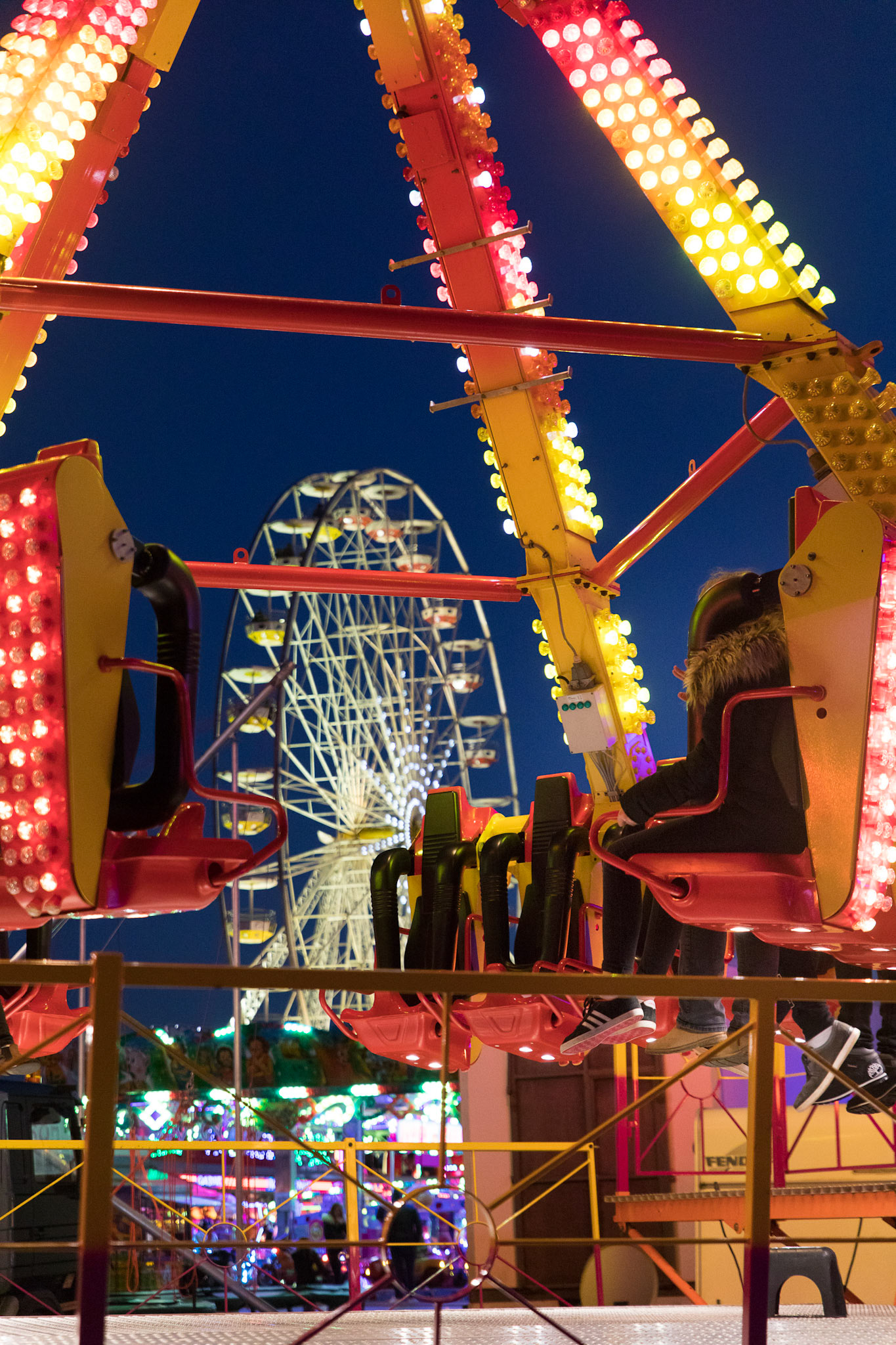 Vue de la fête foraine à Penvillers le 4 février 2018.