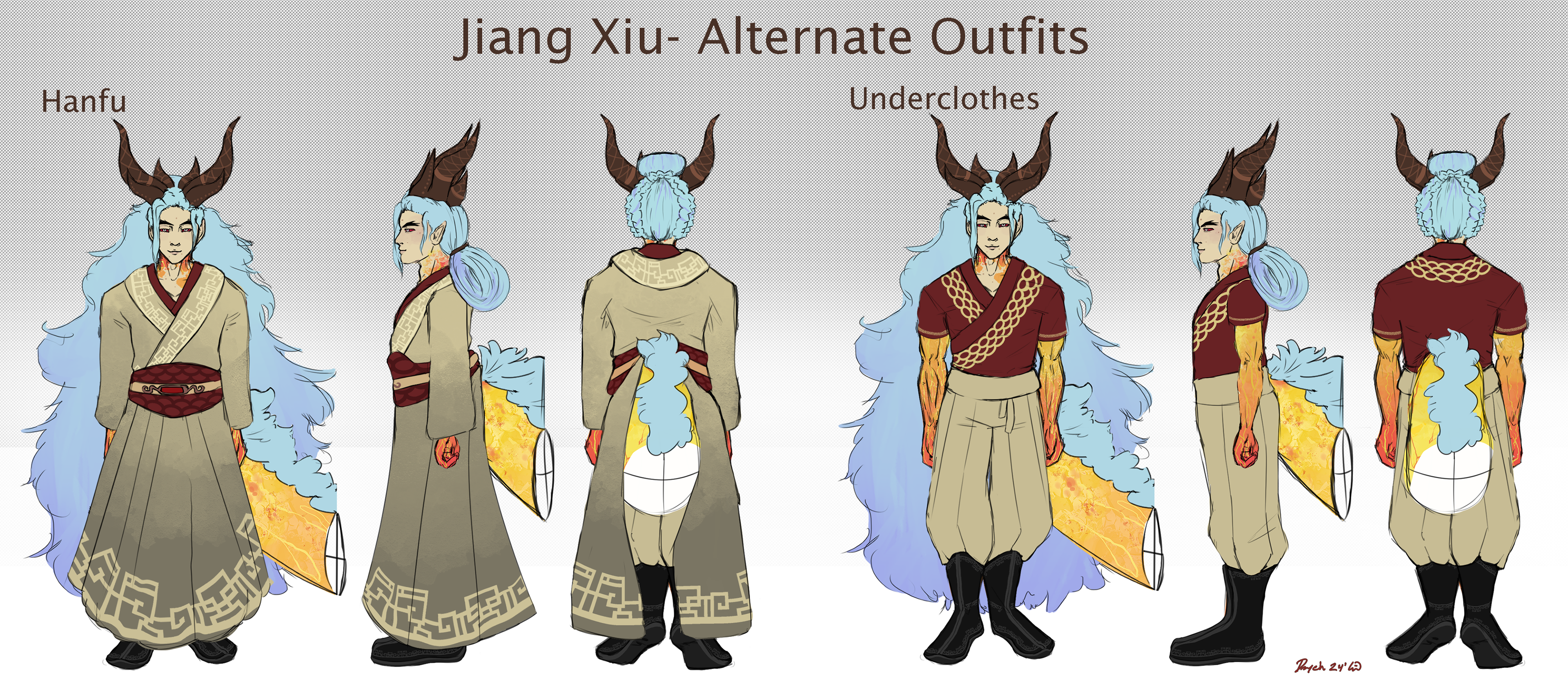 Jiang Xiu- Comic Character Reference Alternate Outfits