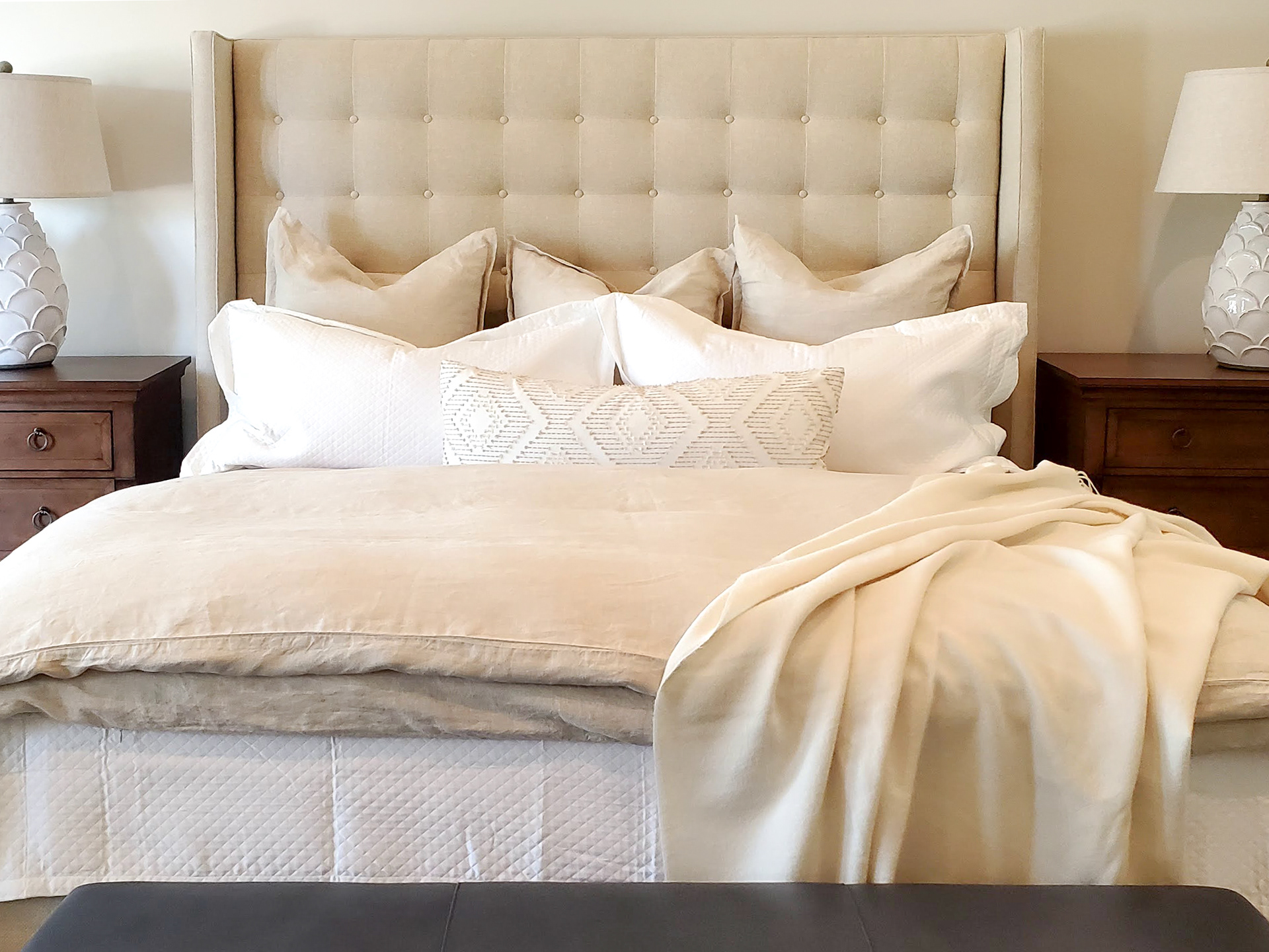 Primary Bedroom custom bedding