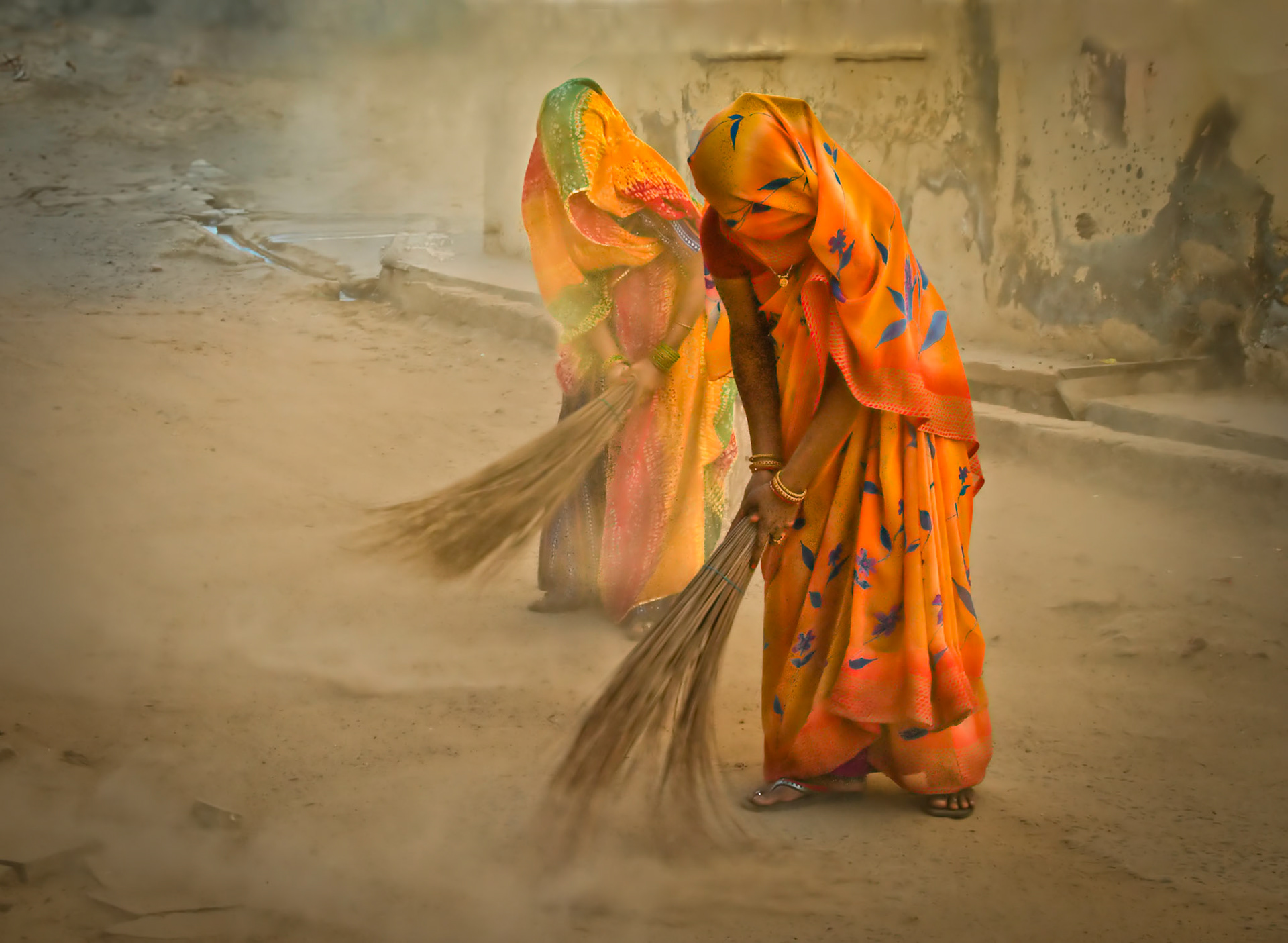 Untouchable women sweeping the streets of Mandawa, Rajasthan.