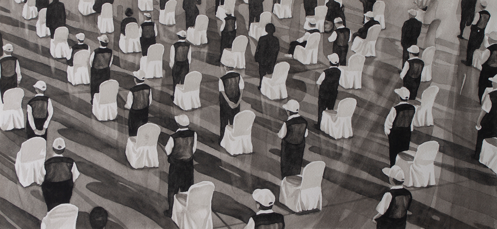 Veterans, 2020, Watercolor on paper, 22 x 48 cm