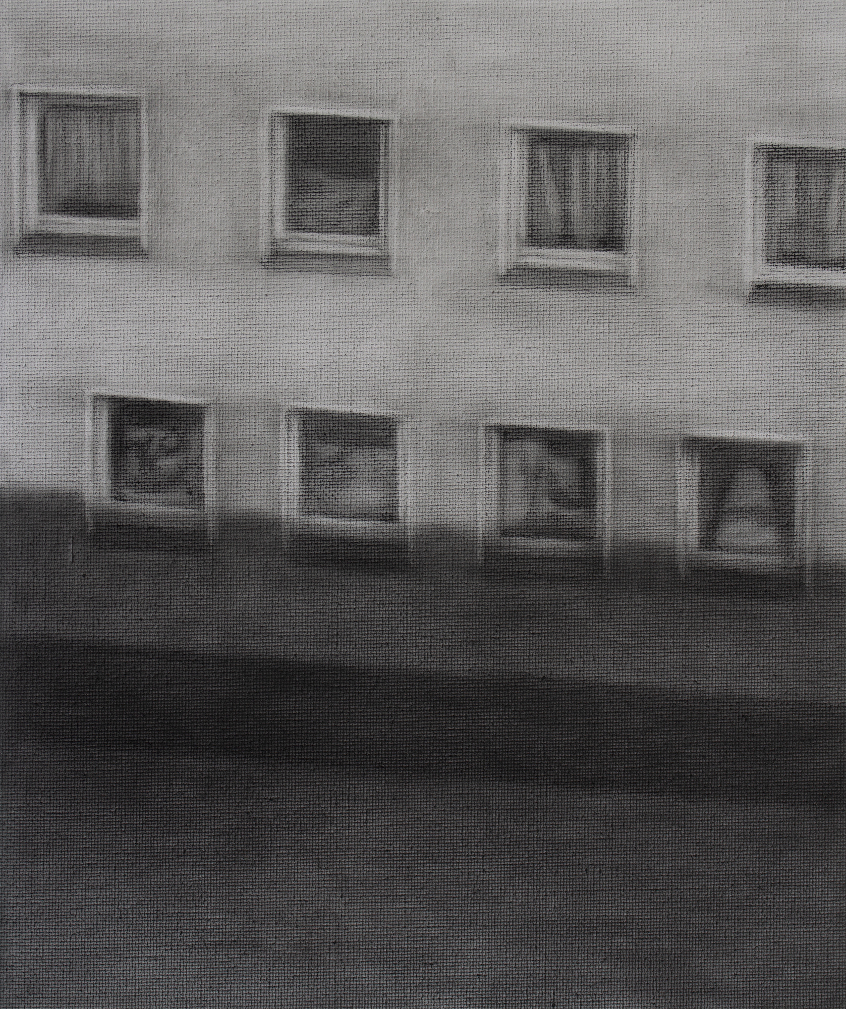 A Building, 2021, Graphite on canvas, 26.5 x 22.5 cm