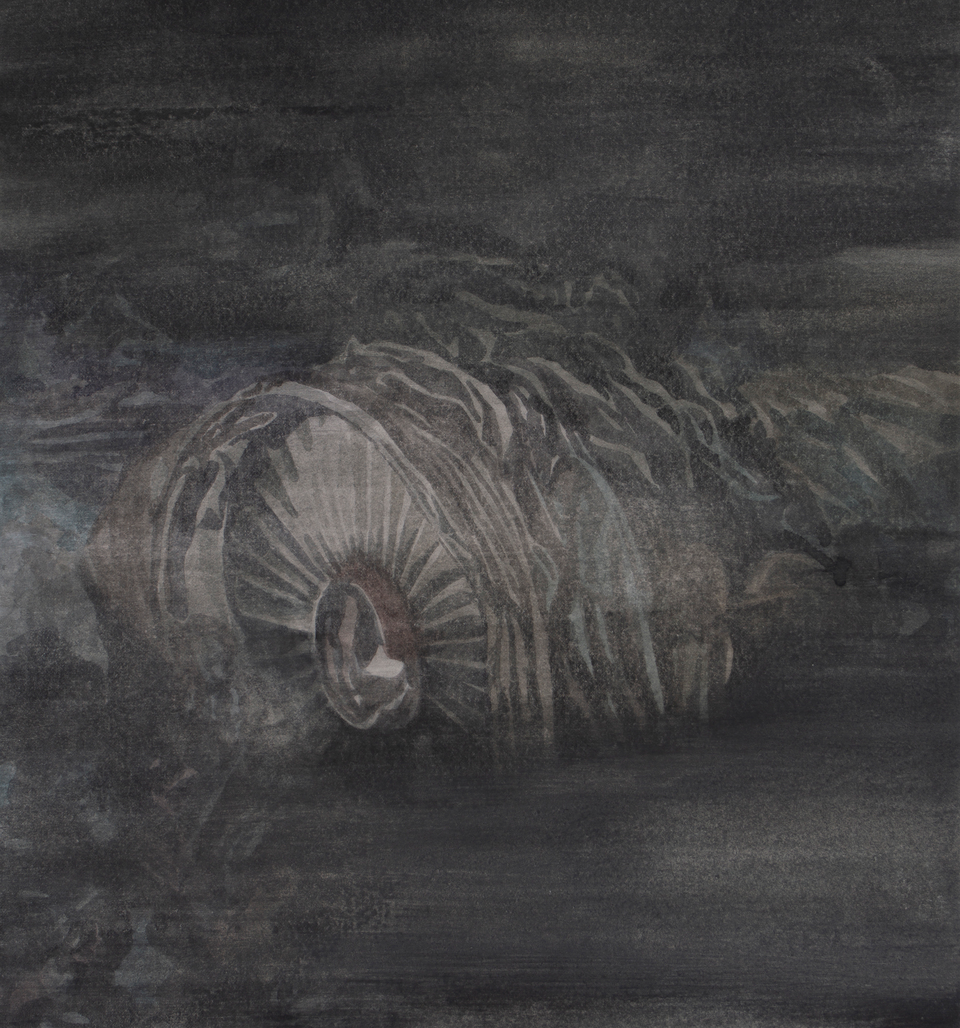 Landing, 2020, Watercolor and gouache on paper, 23.5 x 22 cm