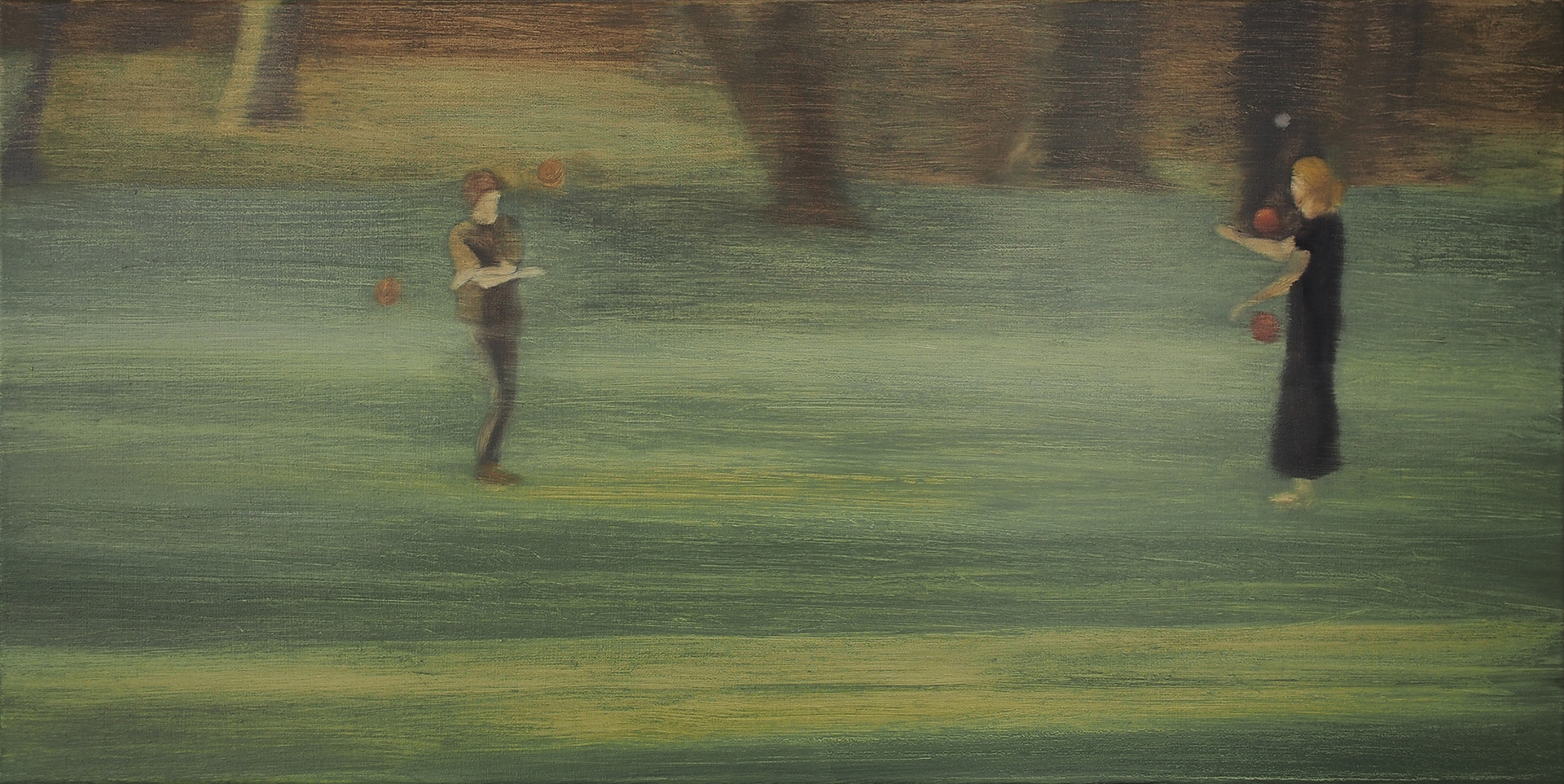 At the Park #2, 2017, Oil on canvas, 50 x 100 cm