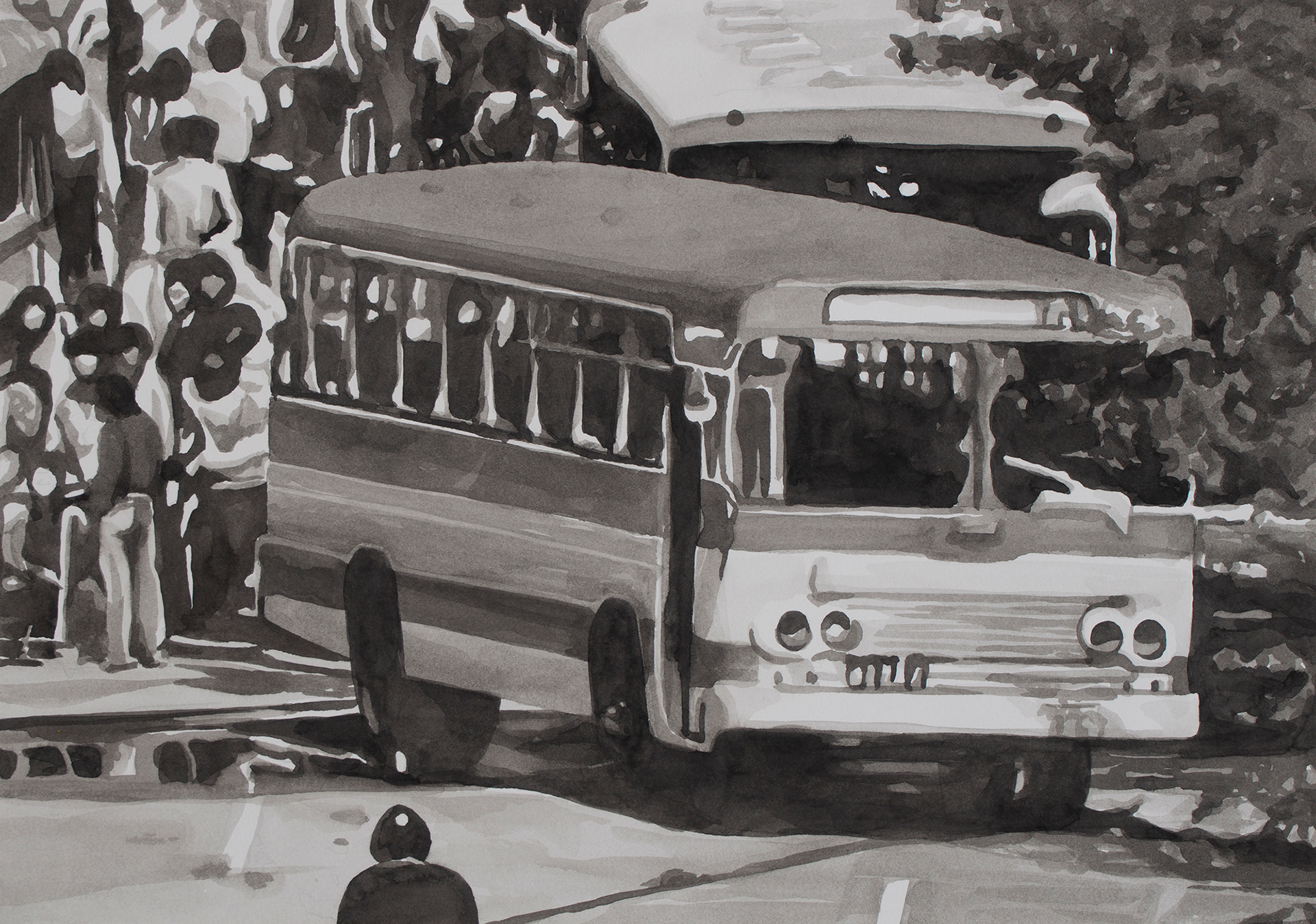 Crowd, 2020, Watercolor on paper, 32.5 x 46 cm