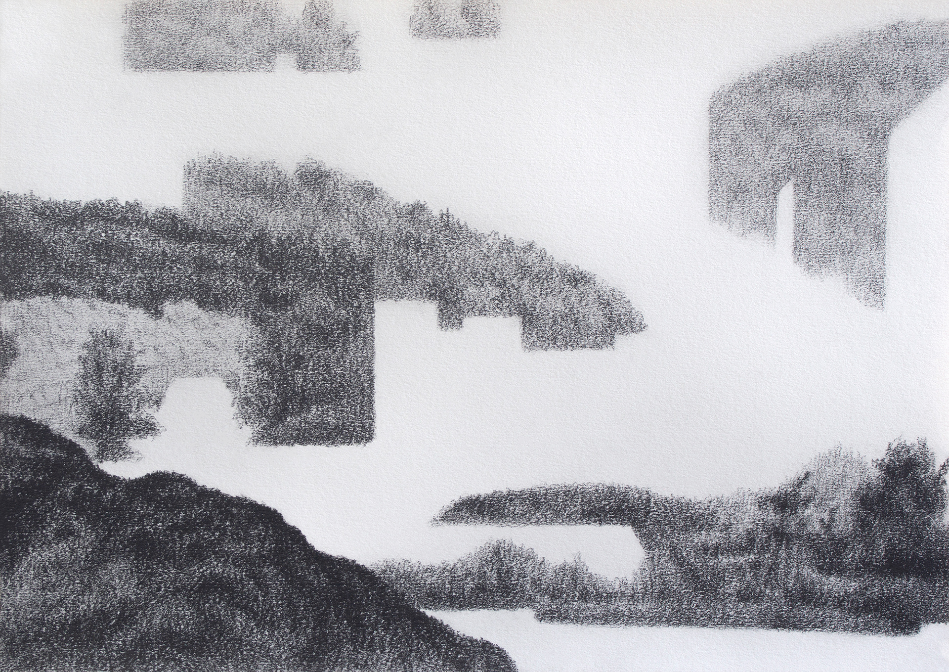 Fragmentary Landscape #18, 2023, Graphite on paper, 21 x 29.5 cm