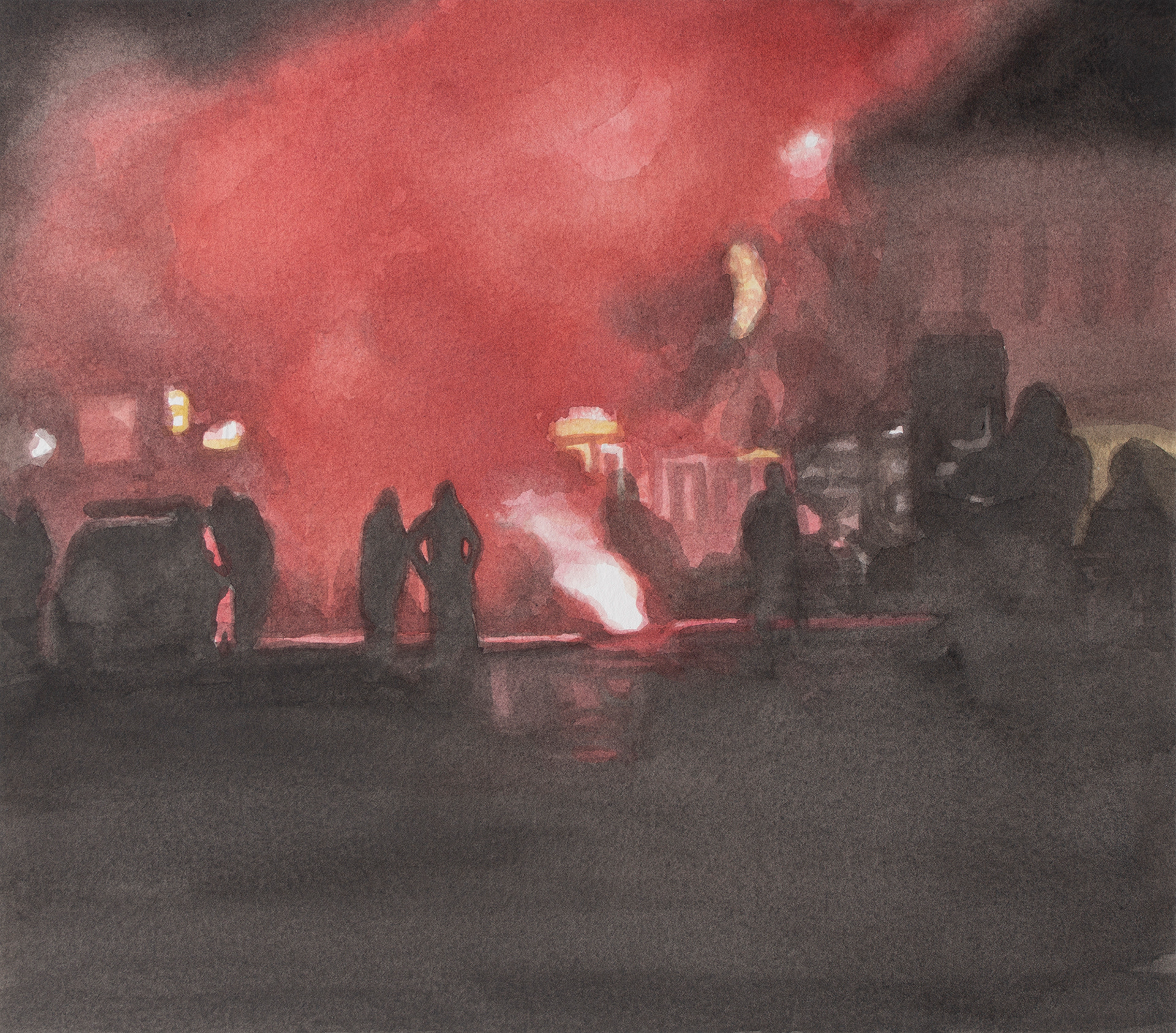 The Red Cloud, 2021, Watercolor on paper, 24 x 27 cm