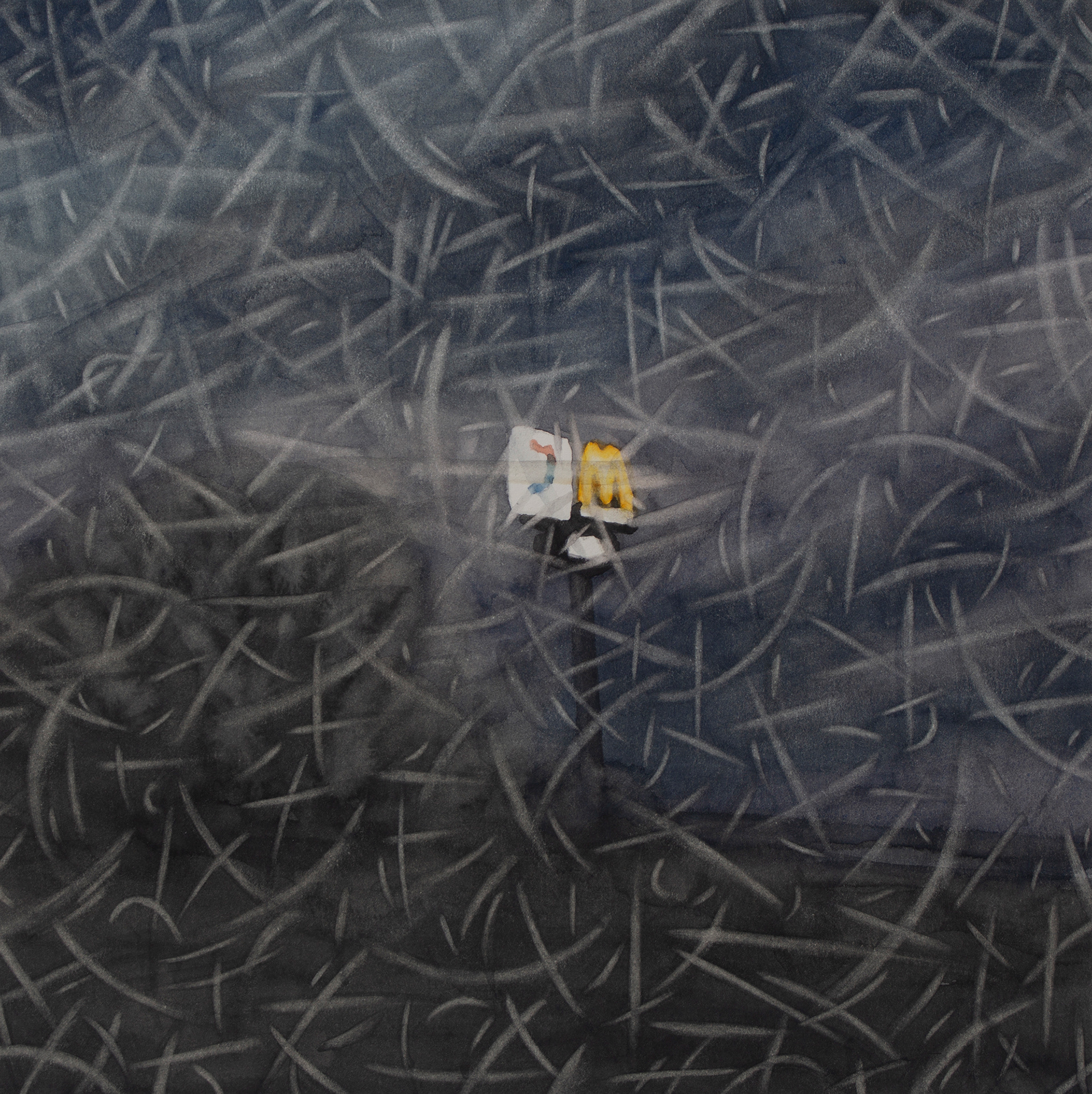 On the Freeway #2, 2019, Watercolor on paper, 19 x 19 cm