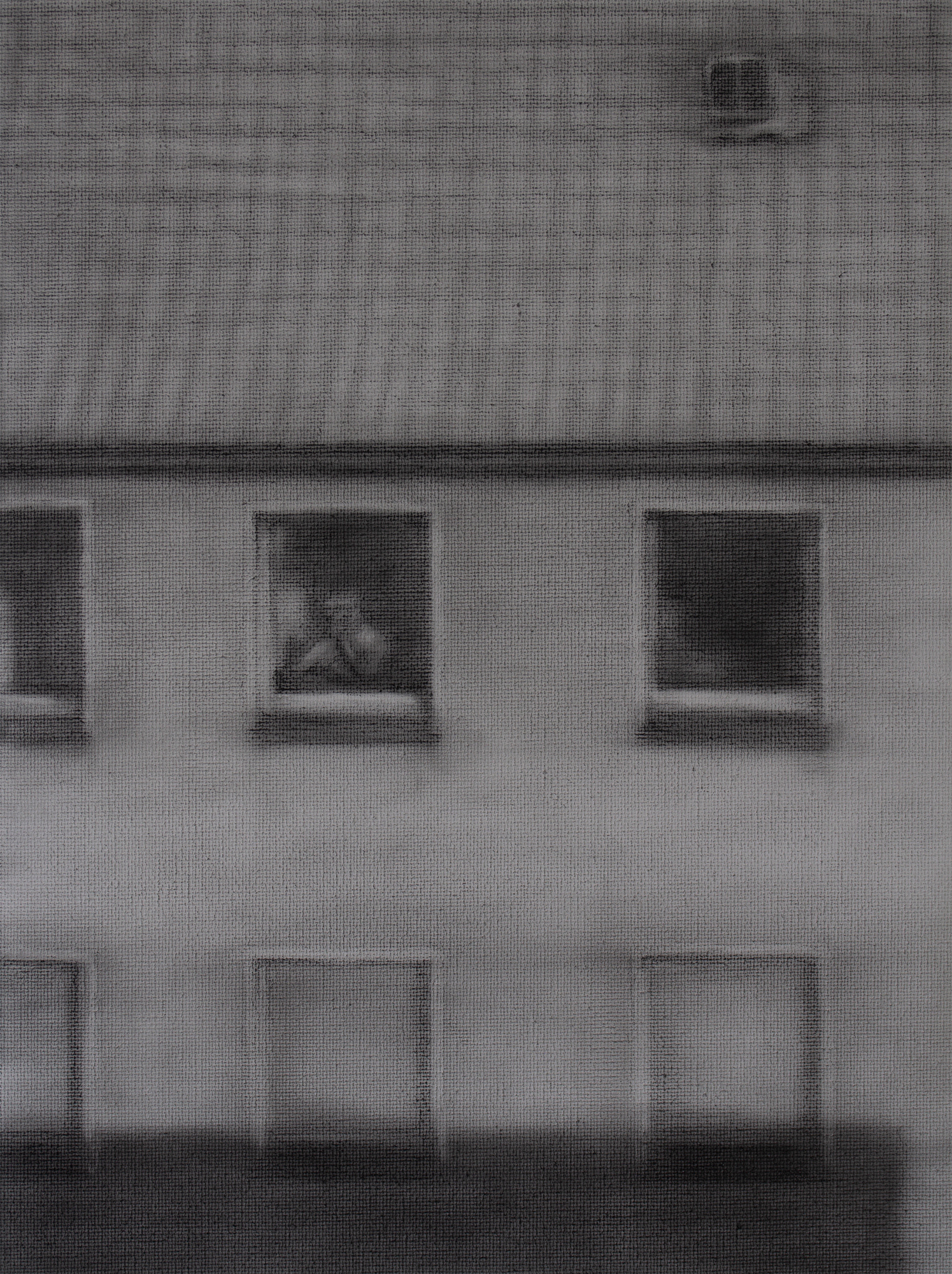 Alone, 2021, Graphite on canvas, 30 x 22.5 cm