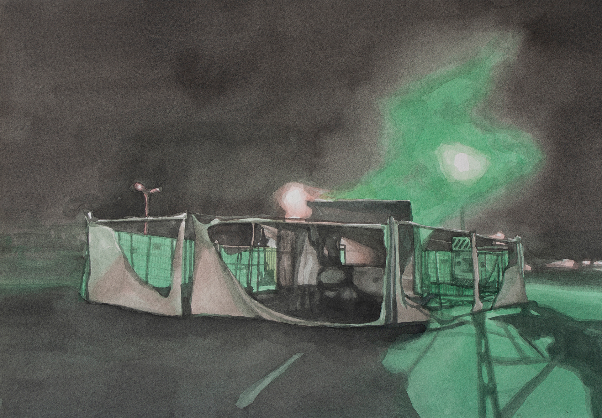 The Green Flame #4, 2021, Watercolor on paper, 24 x 34 cm