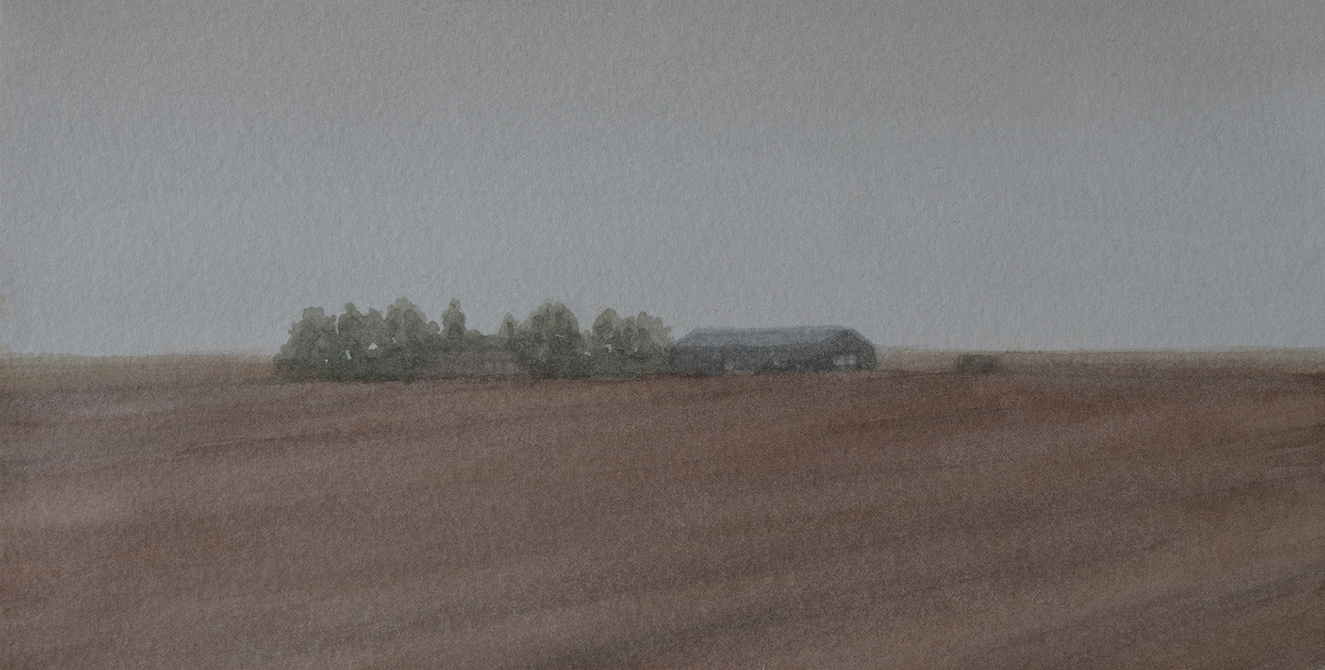 Countryside, 2021, Watercolor on paper, 11.5 x 23 cm