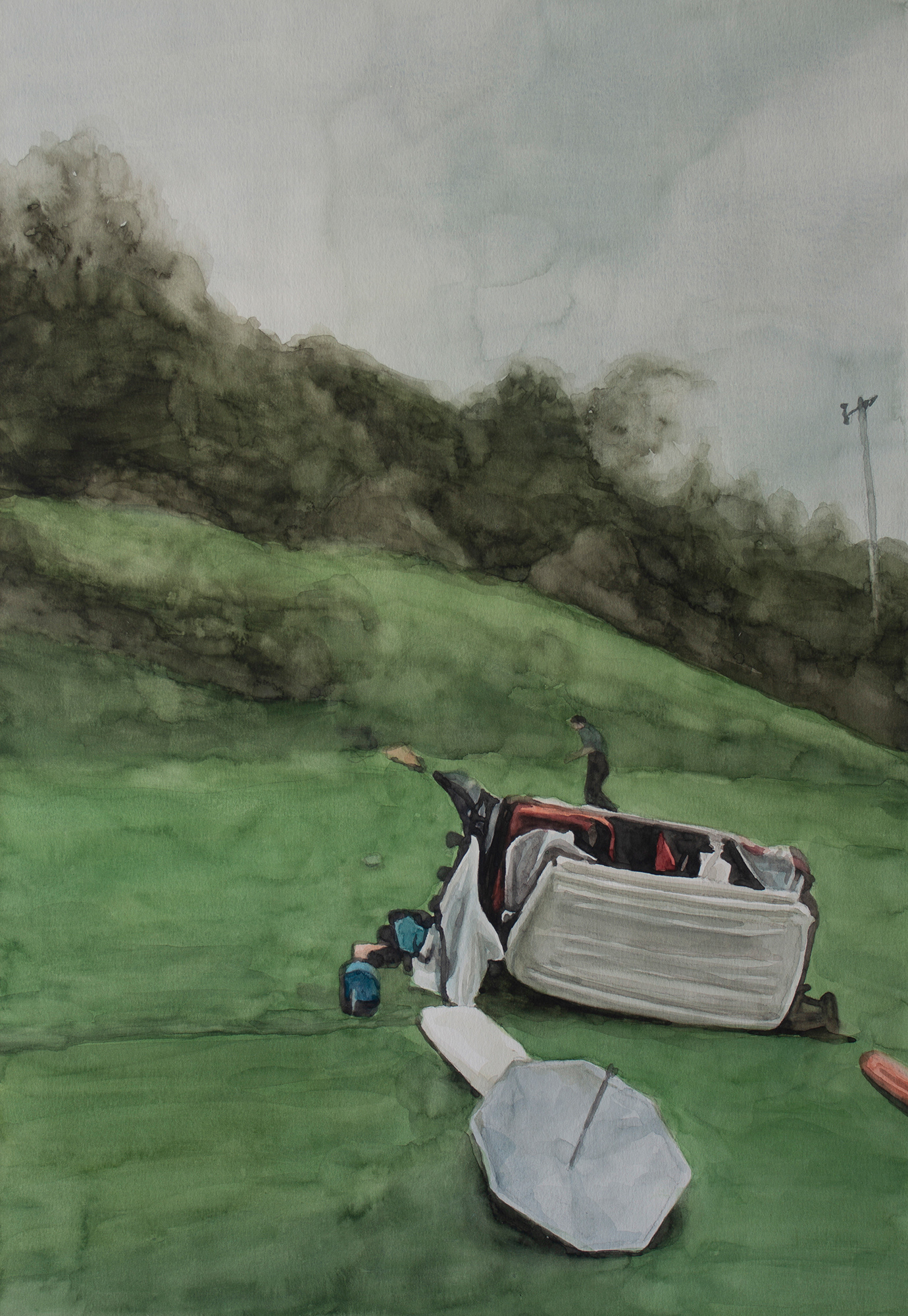 In the Rain, 2020, Watercolor on paper, 40 x 28 cm