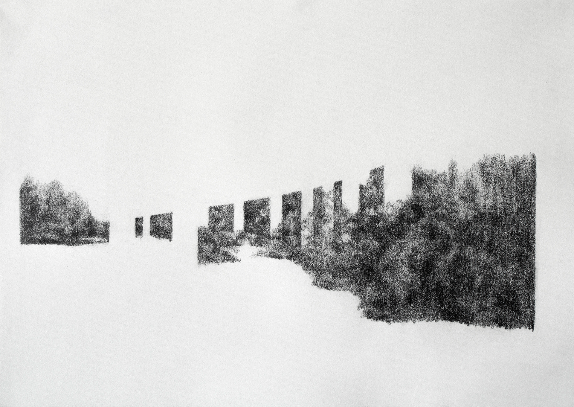 Fragmentary Landscape #17, 2023, Graphite on paper, 29.5 x 42 cm