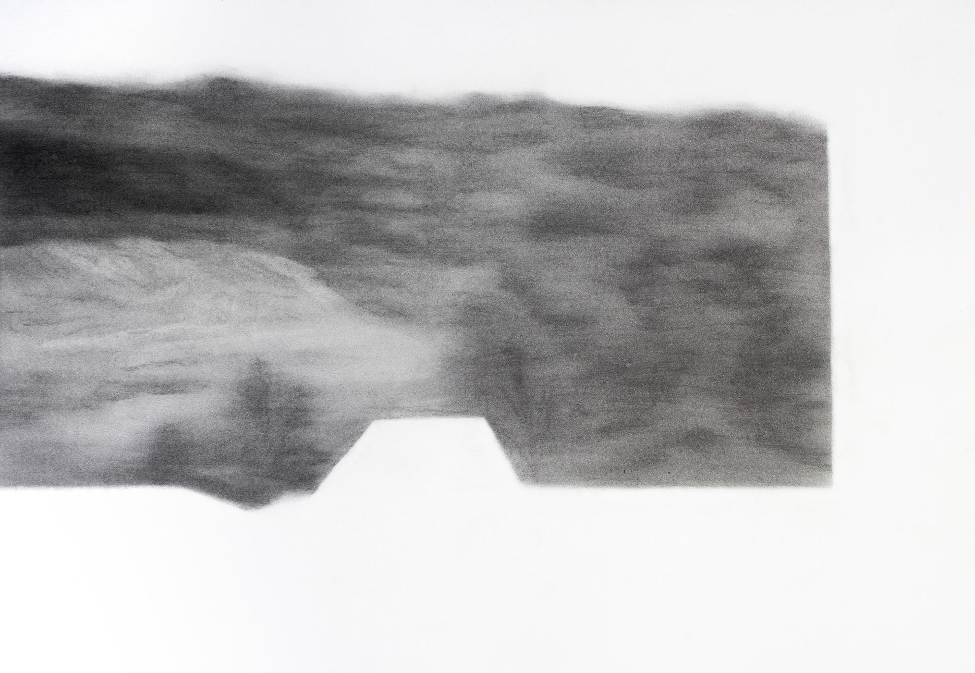 Fragmentary Landscape #6, 2023, Charcoal on paper, 27.5 x 40 cm