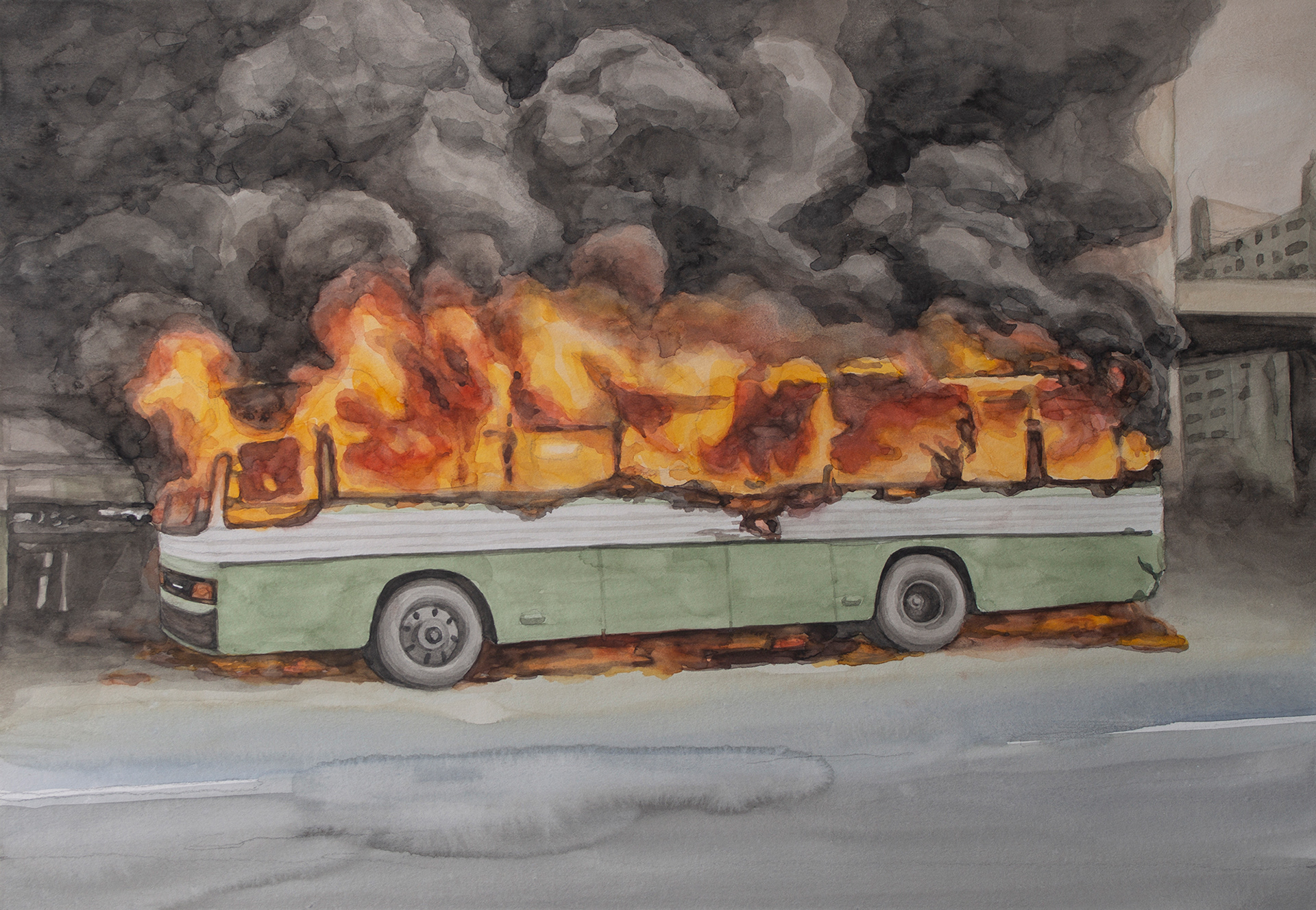 The Day #2, 2020, Watercolor on paper, 28 x 40 cm